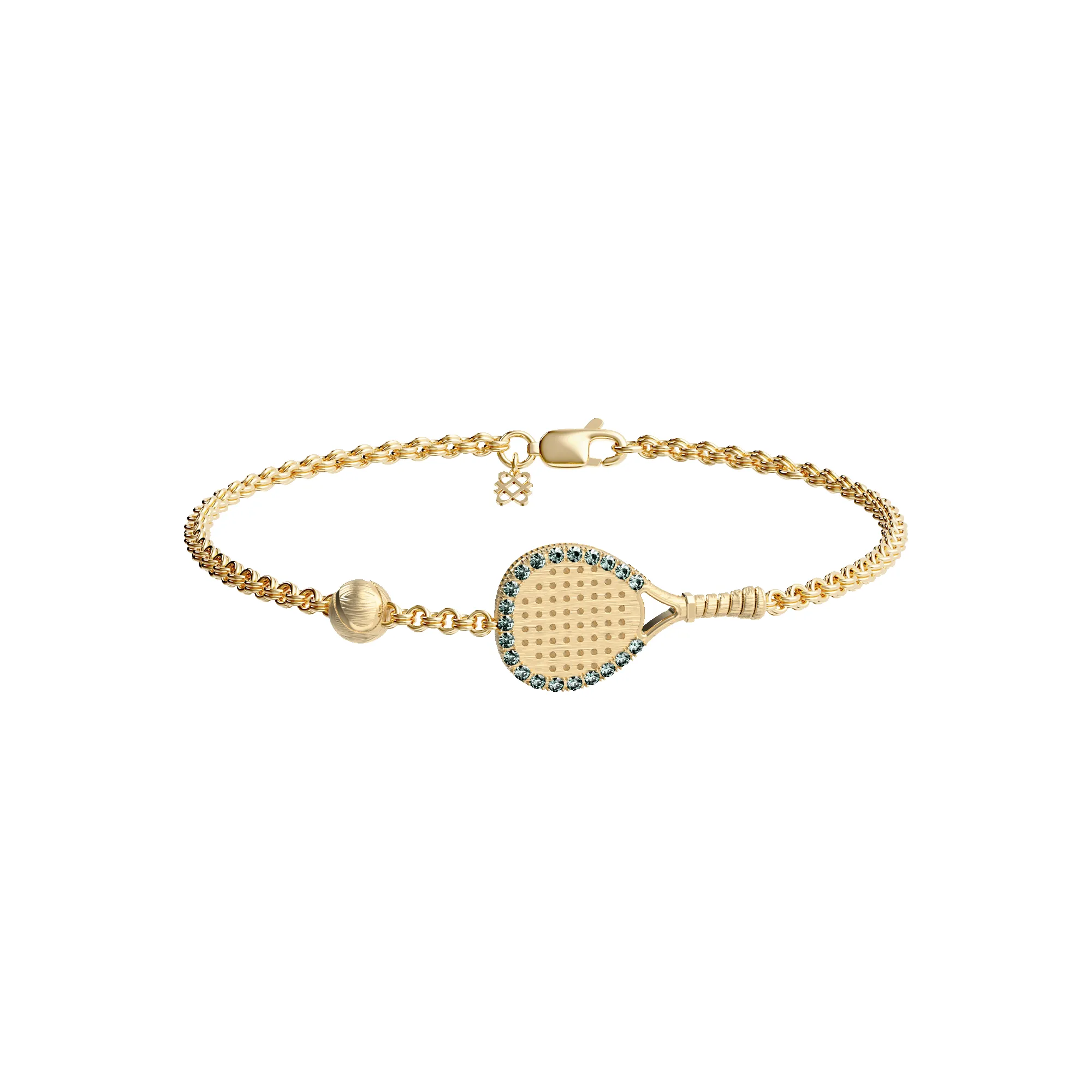 'The Padel' Racket Bracelet, Green Diamond Halo sold by Pascal Design Official