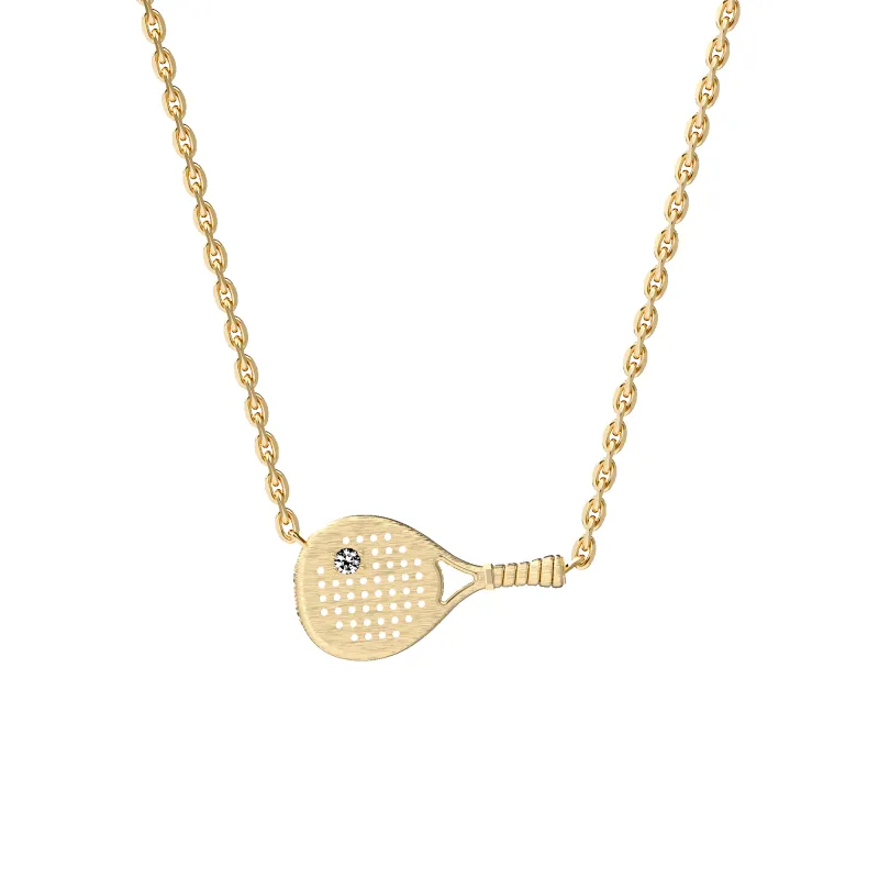 'The Padel' Racket Necklace, White Diamond sold by Pascal Design Official