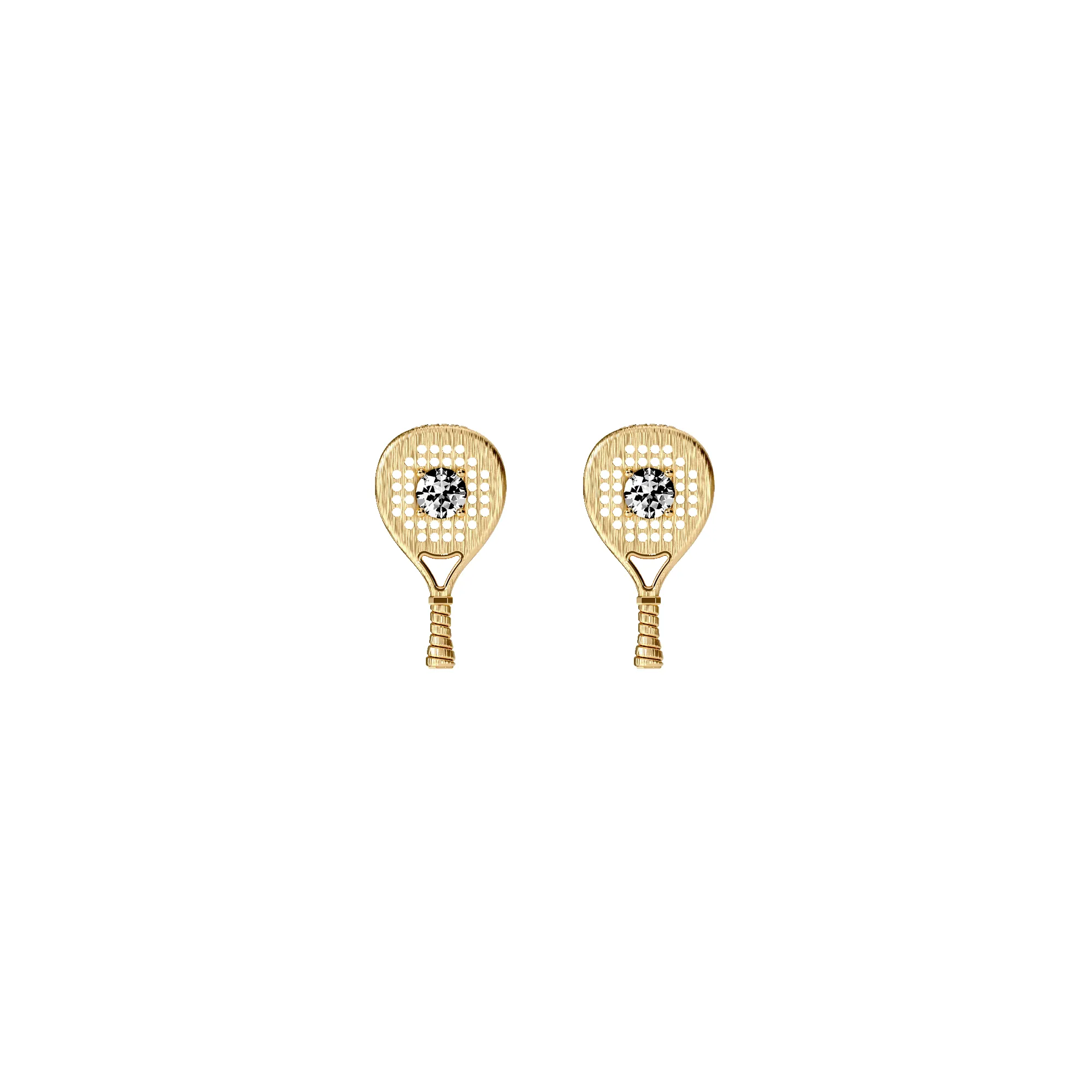 'The Padel' Racket Stud Earrings, White Diamond sold by Pascal Design Official product image thumbnail 2