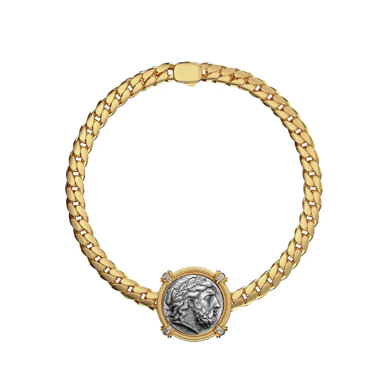 'The Great Civitas' Zeus Coin Bracelet, White Diamond sold by Pascal Design Official