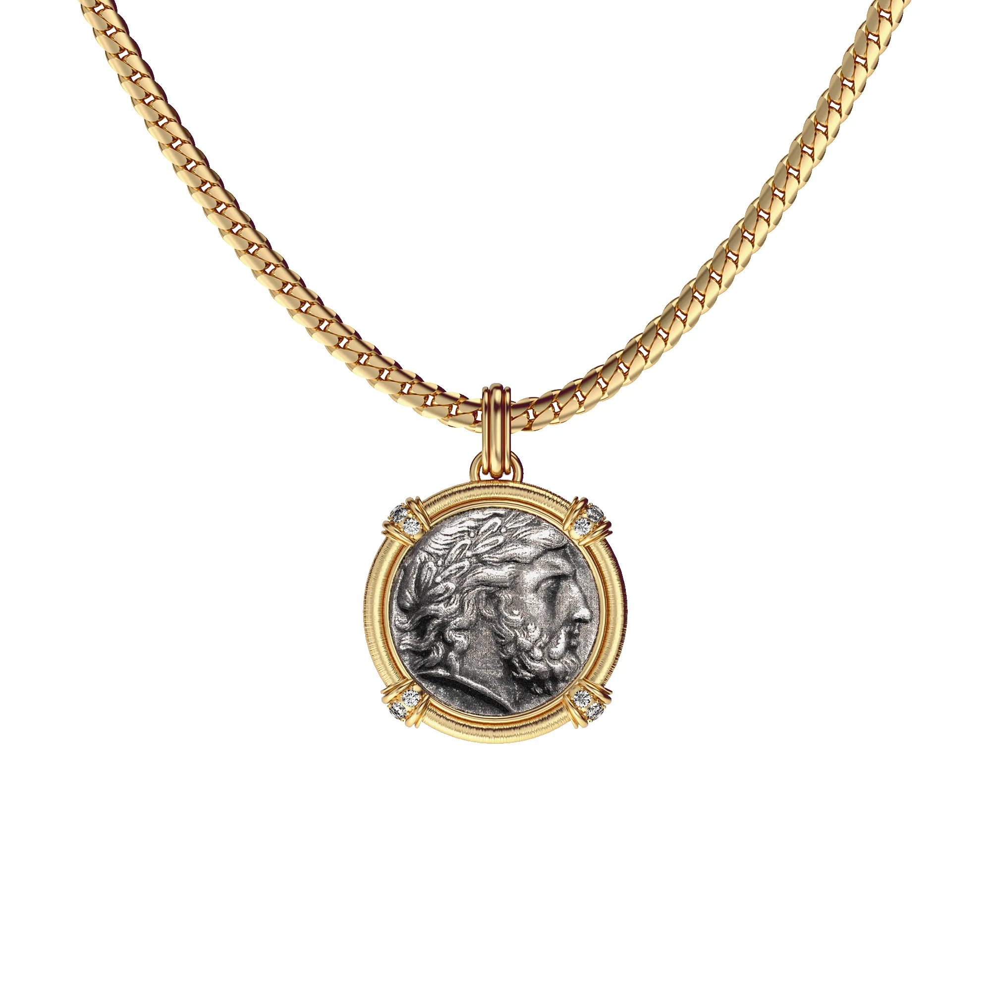 'The Great Civitas' Zeus Coin Pendant, White Diamond sold by Pascal Design Official