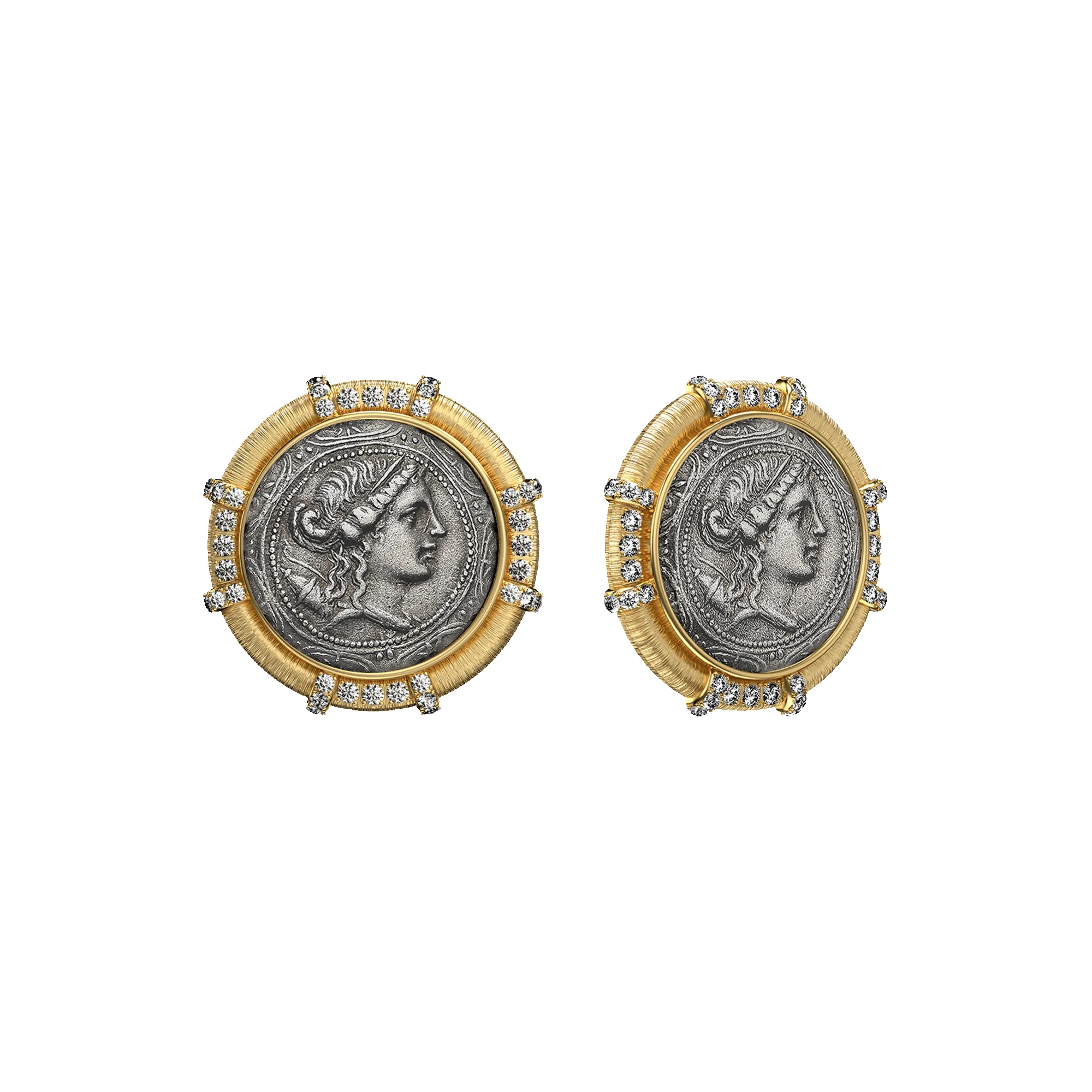 'The Great Civitas' Artemis Coin Earrings, White Diamond sold by Pascal Design Official
