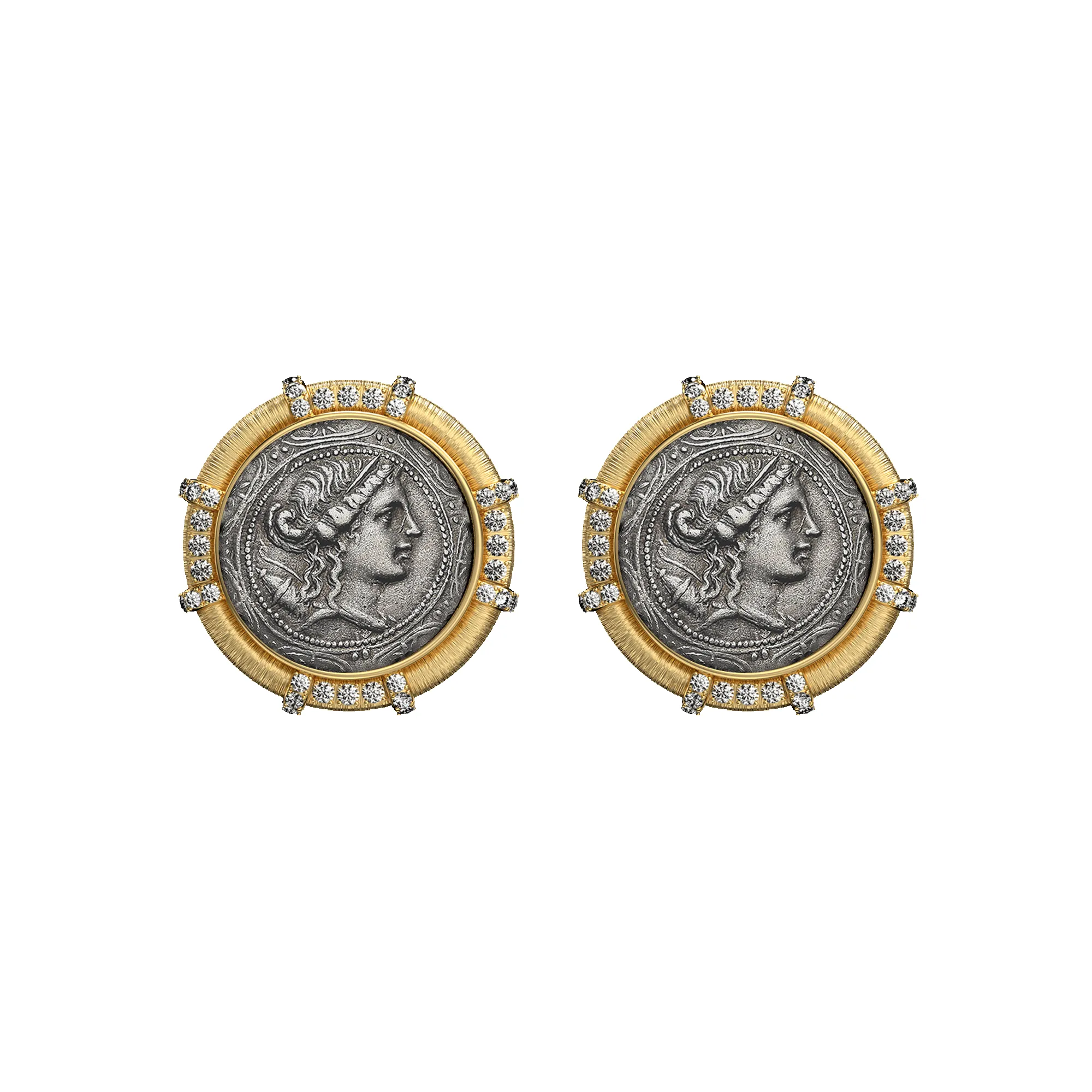 'The Great Civitas' Artemis Coin Earrings, White Diamond sold by Pascal Design Official product image thumbnail 2