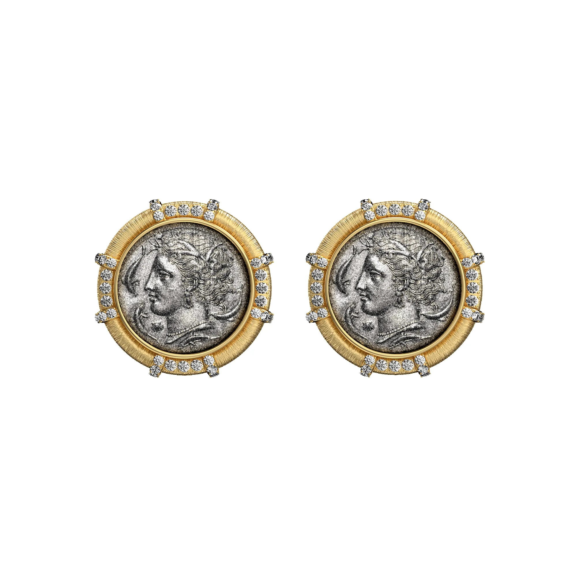 'The Great Civitas' Arethusa Coin Earrings, White Diamond sold by Pascal Design Official product image thumbnail 2