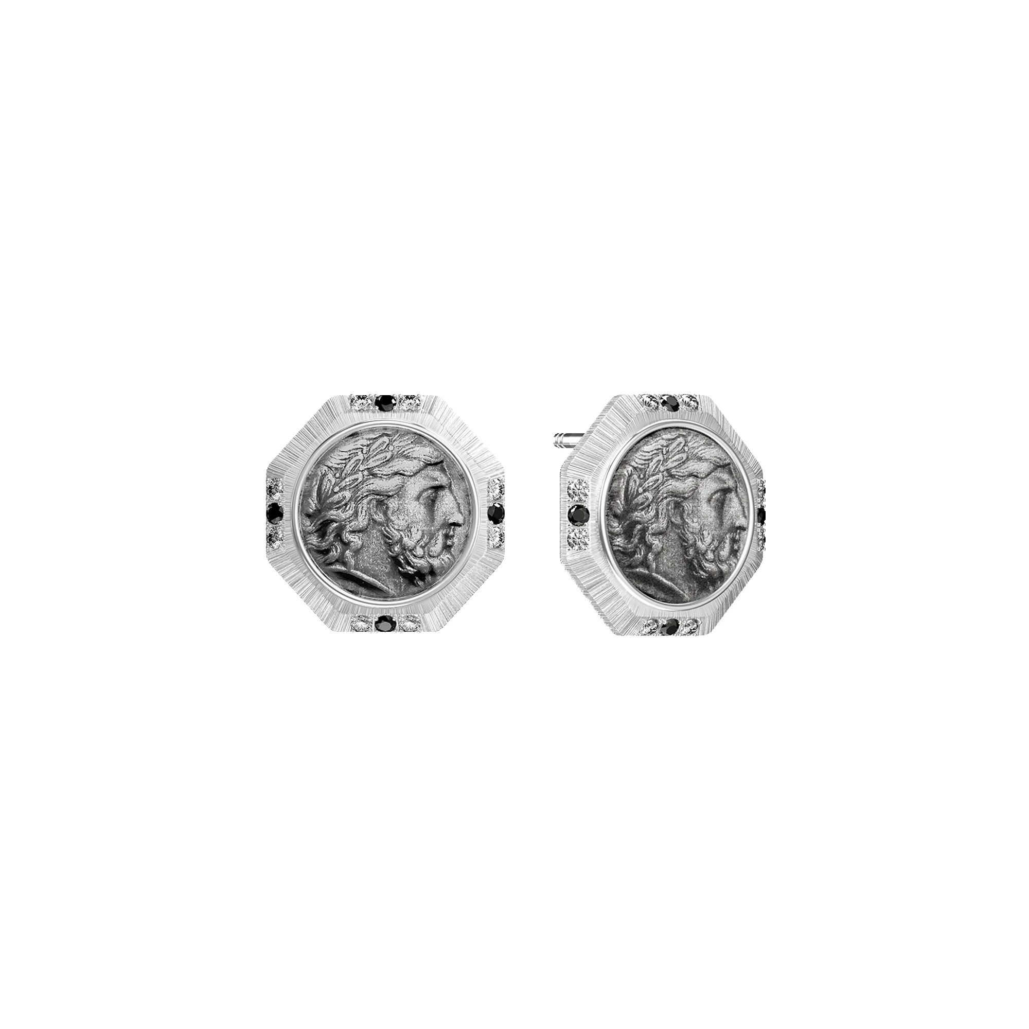 'The Great Civitas' Zeus Coin Earrings, Black Diamond sold by Pascal Design Official