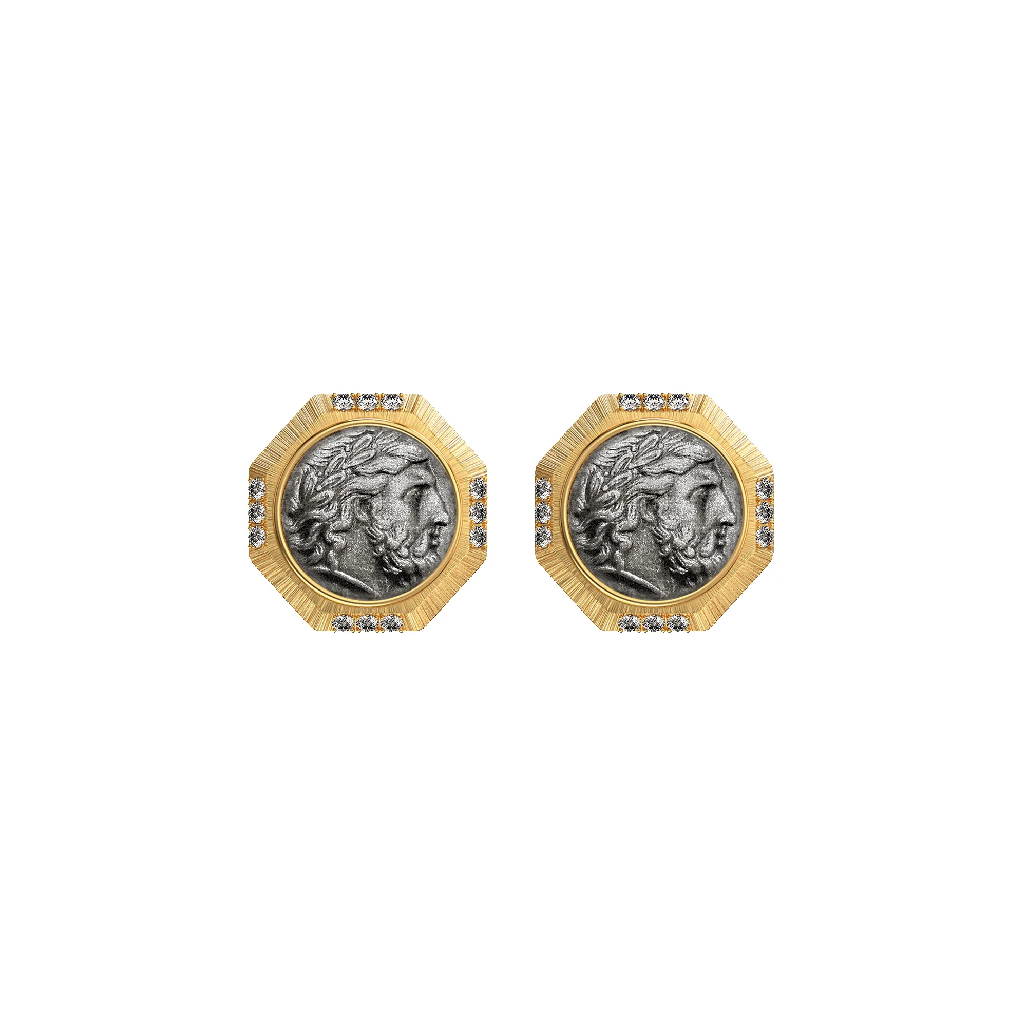 'The Great Civitas' Zeus Coin Earrings, White Diamond sold by Pascal Design Official product image thumbnail 2