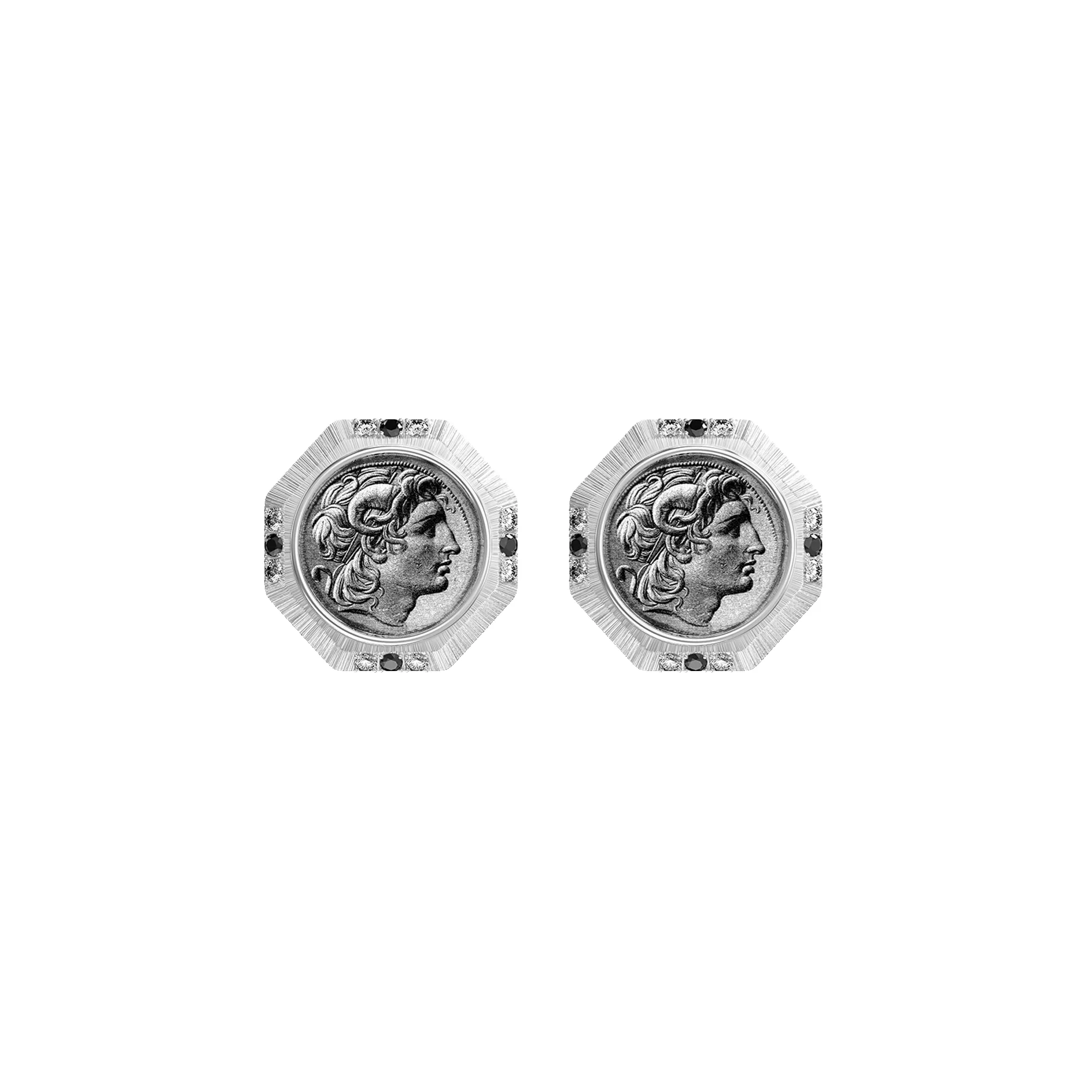 'The Great Civitas' Alexander the Great Coin Earrings, Black Diamond sold by Pascal Design Official product image thumbnail 2