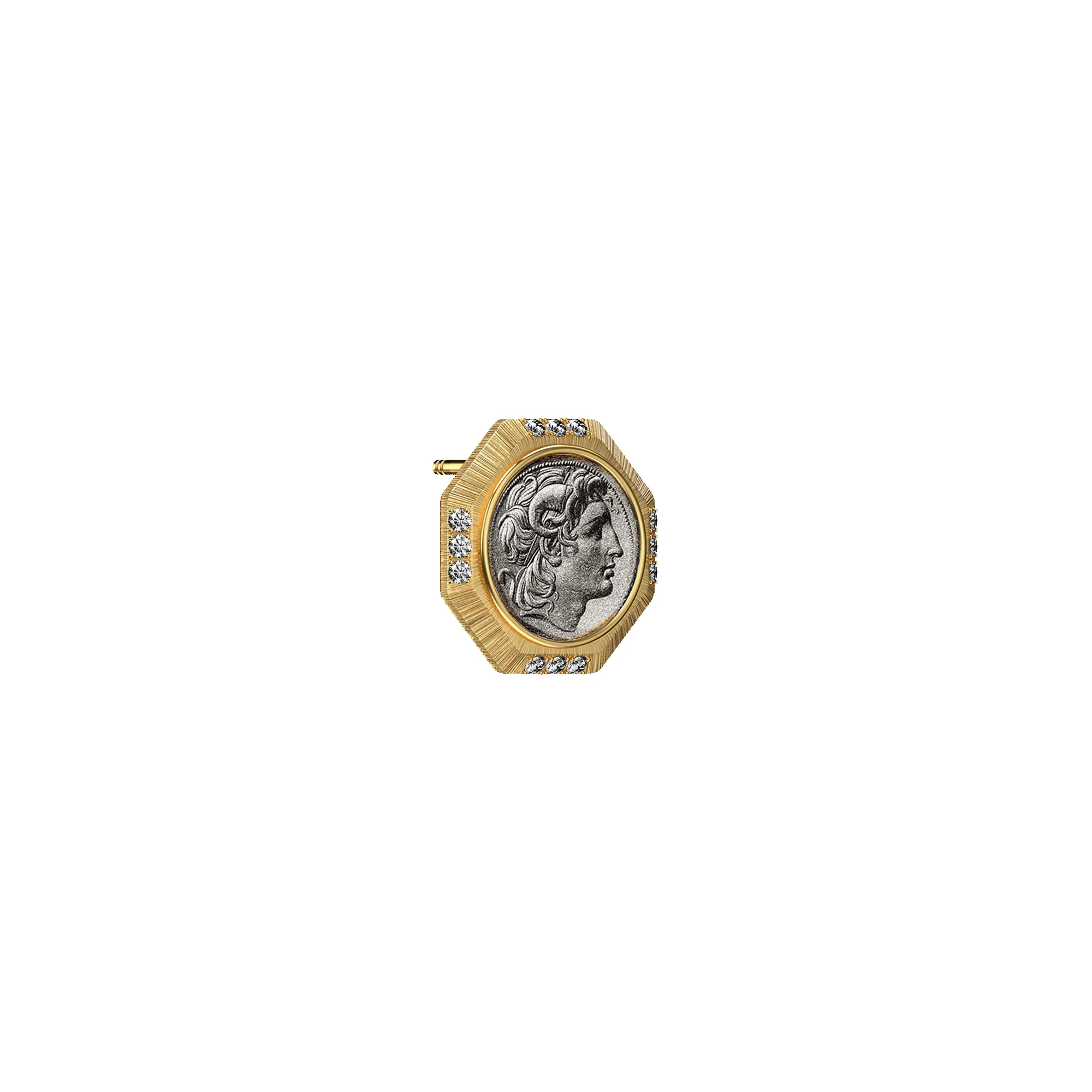 'The Great Civitas' Alexander the Great Coin Earrings, White Diamond sold by Pascal Design Official product image thumbnail 3