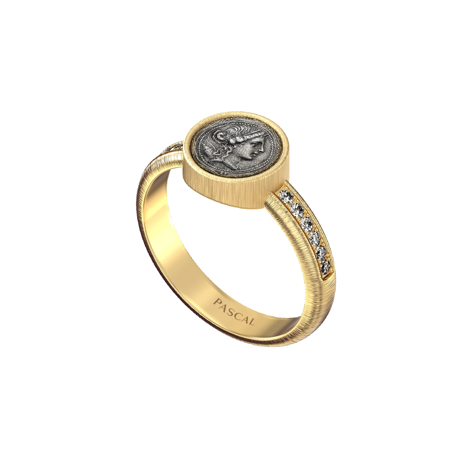 'The Great Civitas' Artemis Coin Pinky Ring, White Diamond sold by Pascal Design Official product image thumbnail 2