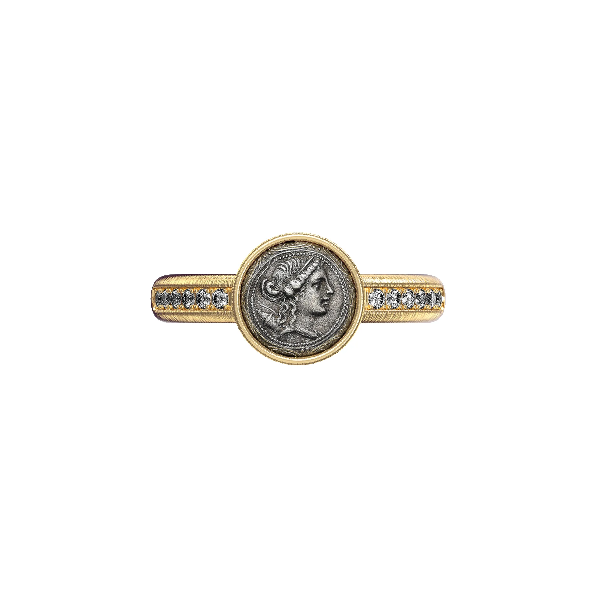 'The Great Civitas' Artemis Coin Pinky Ring, White Diamond sold by Pascal Design Official product image thumbnail 3