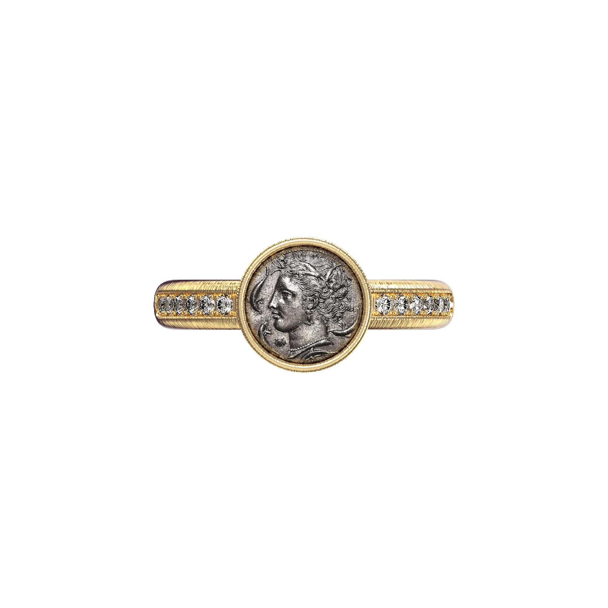 'The Great Civitas' Arethusa Coin Pinky Ring, White Diamond sold by Pascal Design Official product image thumbnail 3