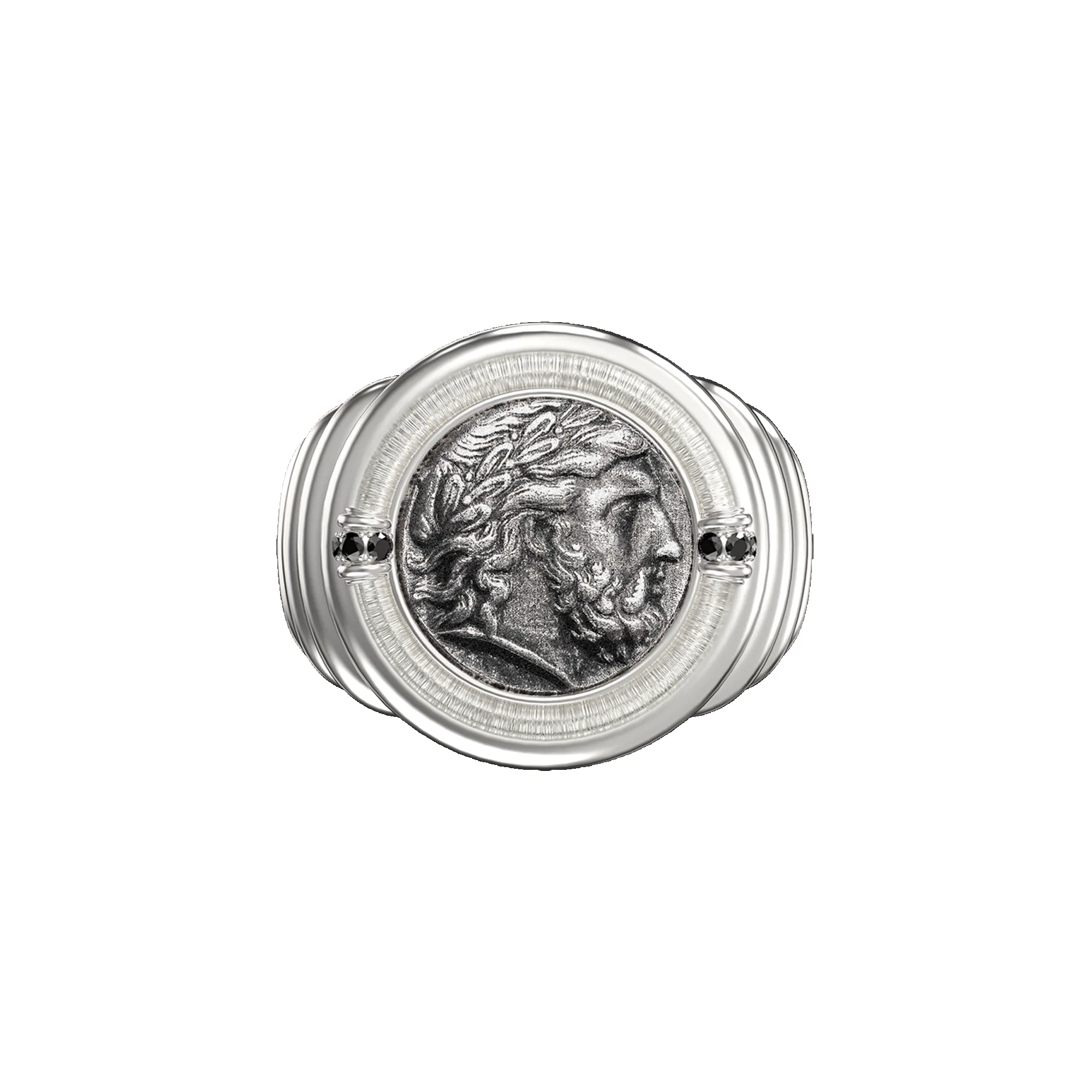 'The Great Civitas' Zeus Coin Signet Ring, Black Diamond sold by Pascal Design Official product image thumbnail 2