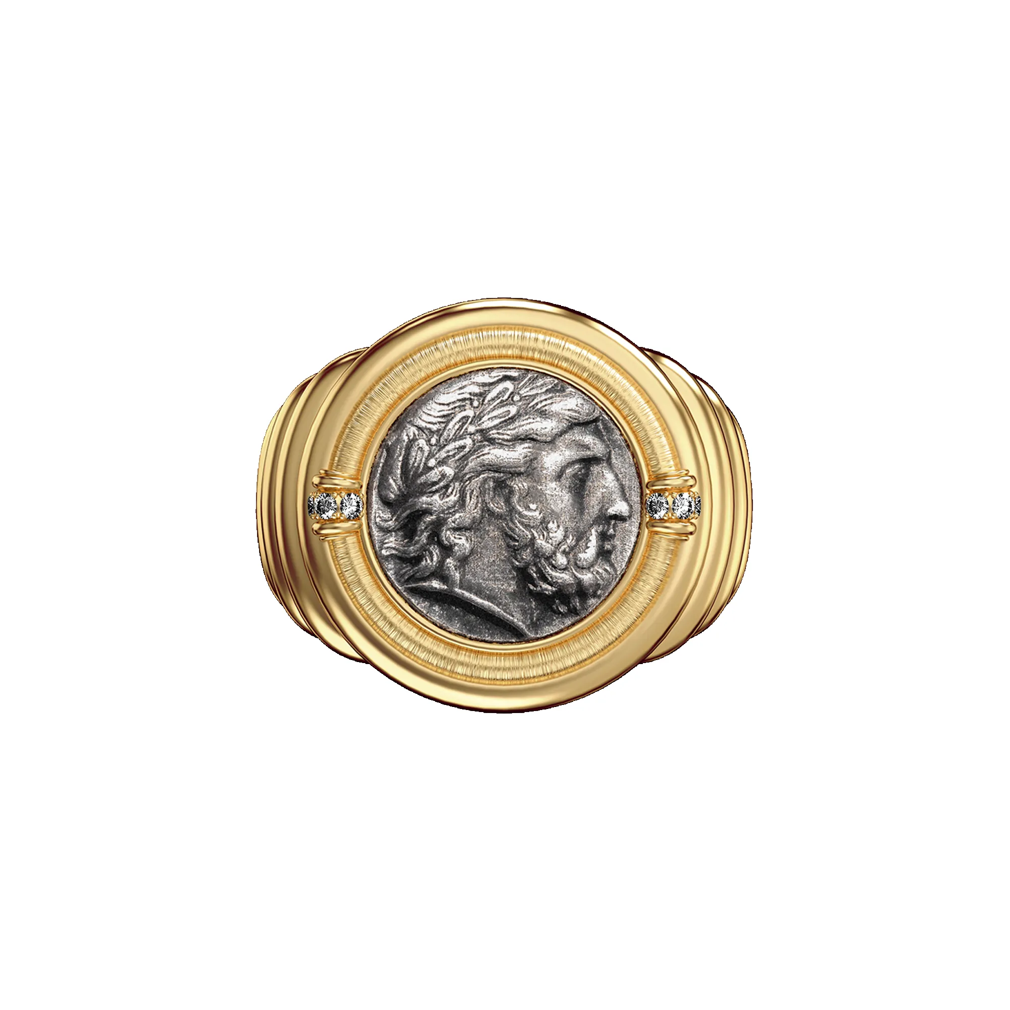'The Great Civitas' Zeus Coin Signet Ring, White Diamond sold by Pascal Design Official product image thumbnail 2