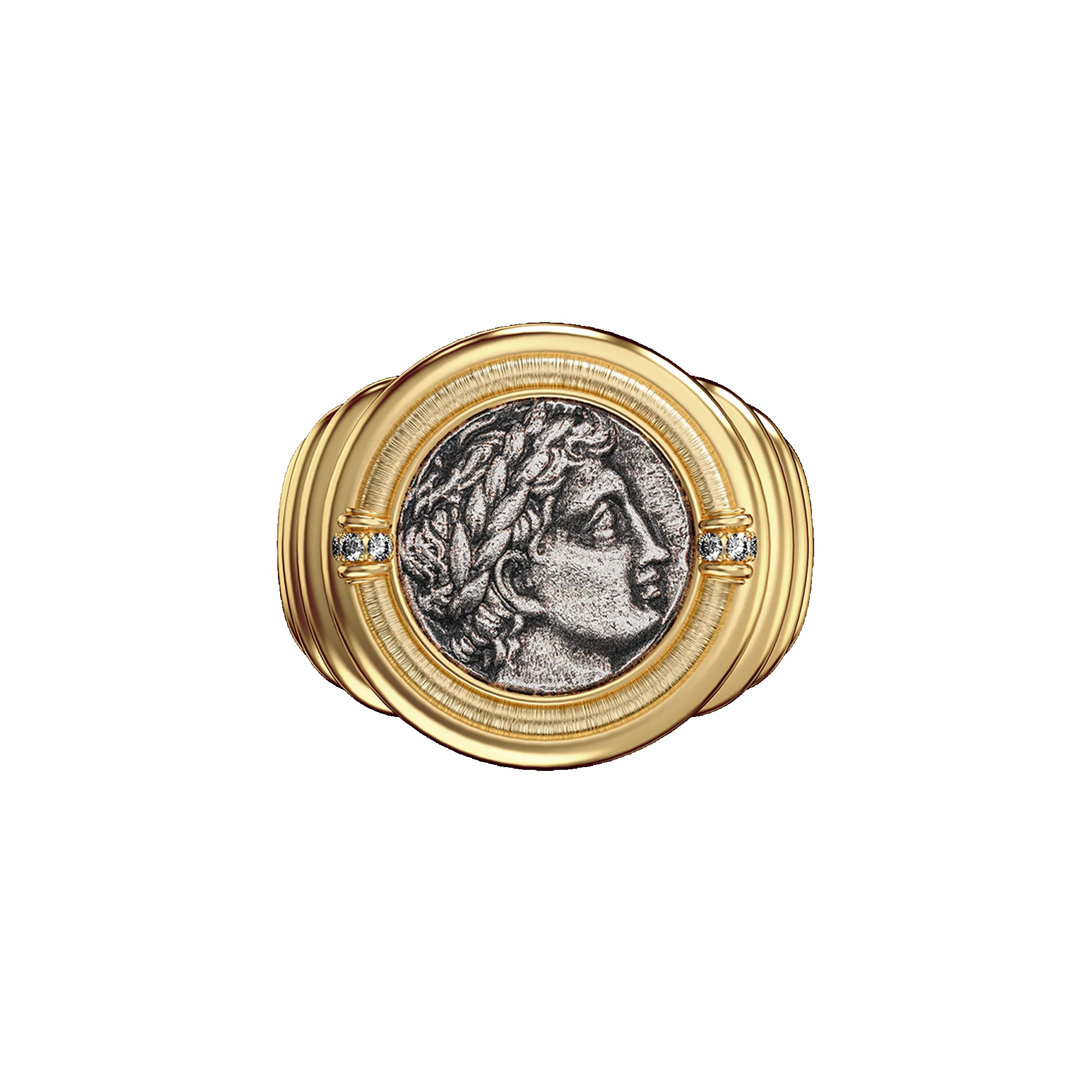 'The Great Civitas' Apollo Coin Signet Ring, White Diamond sold by Pascal Design Official product image thumbnail 2