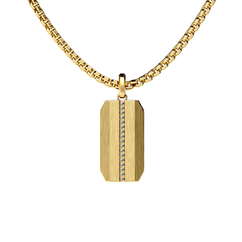 Linear Dog Tag Pendant, White Diamond sold by Pascal Design Official
