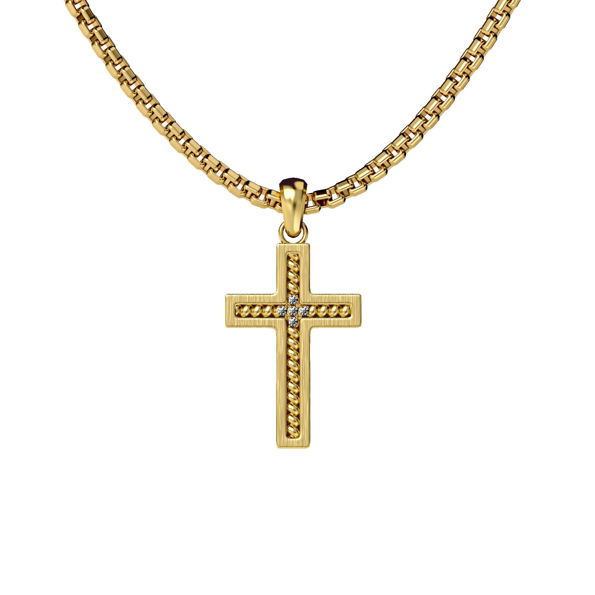 Cable Cross Pendant, White Diamond sold by Pascal Design Official