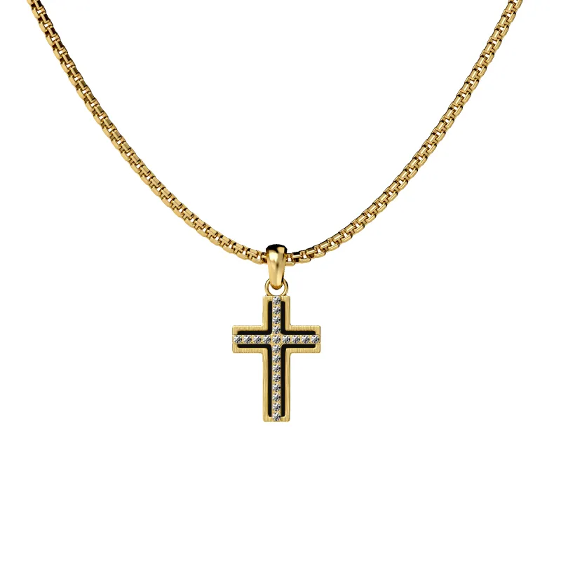 Deco Cross Pendant, White Diamond Pavé sold by Pascal Design Official
