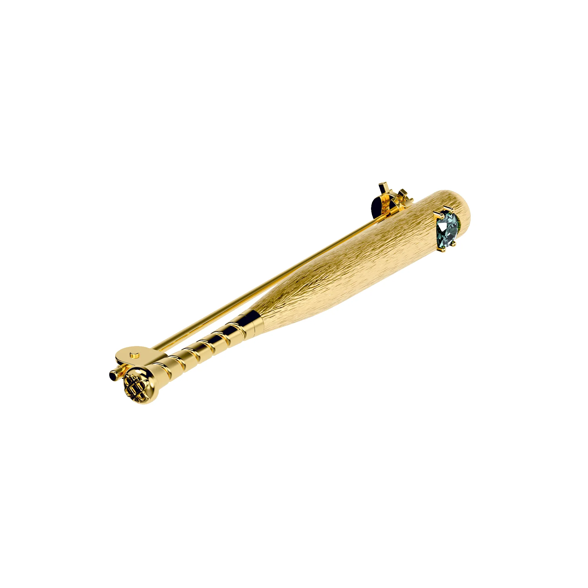 'The Baseball' Bat Brooch, Green Diamond sold by Pascal Design Official product image thumbnail 2