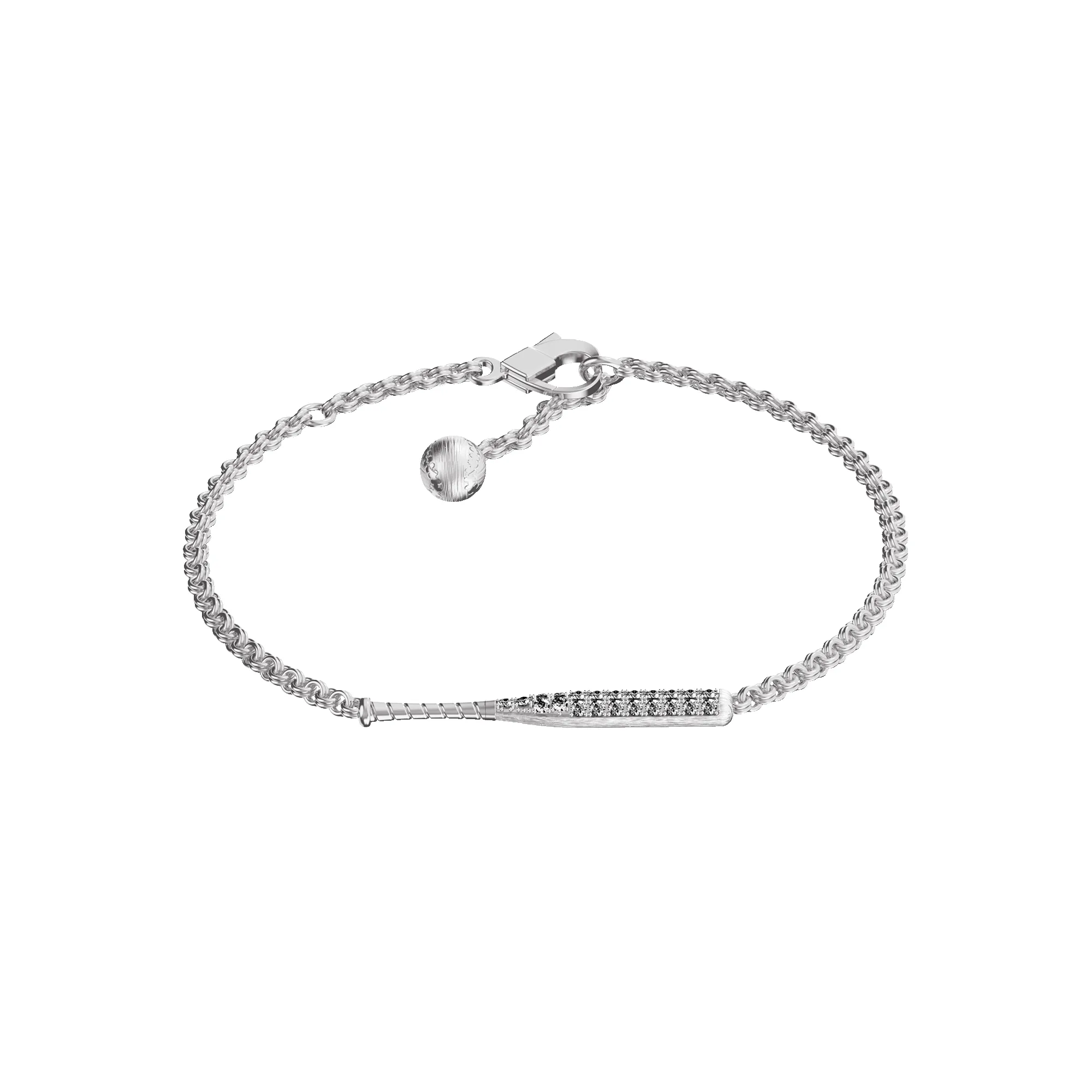 'The Baseball' Bat Bracelet, White Diamond Pavé sold by Pascal Design Official product image thumbnail 3