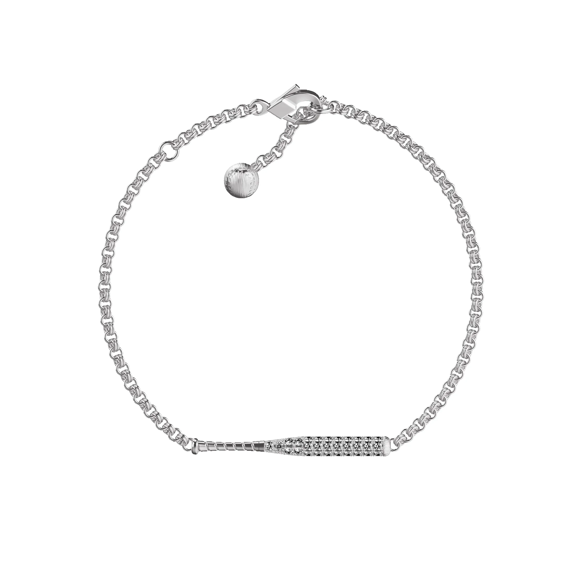 'The Baseball' Bat Bracelet, White Diamond Pavé sold by Pascal Design Official