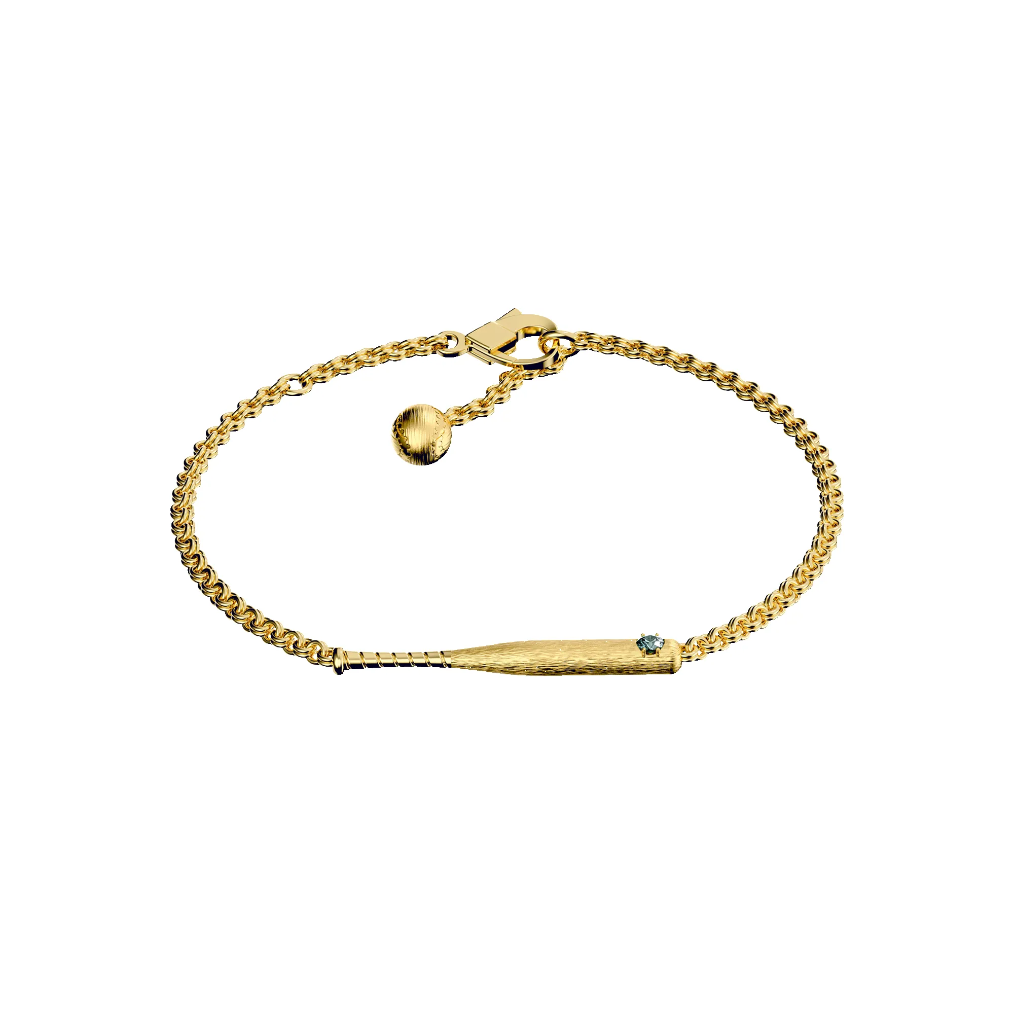 'The Baseball' Bat Bracelet, Green Diamond sold by Pascal Design Official product image thumbnail 3