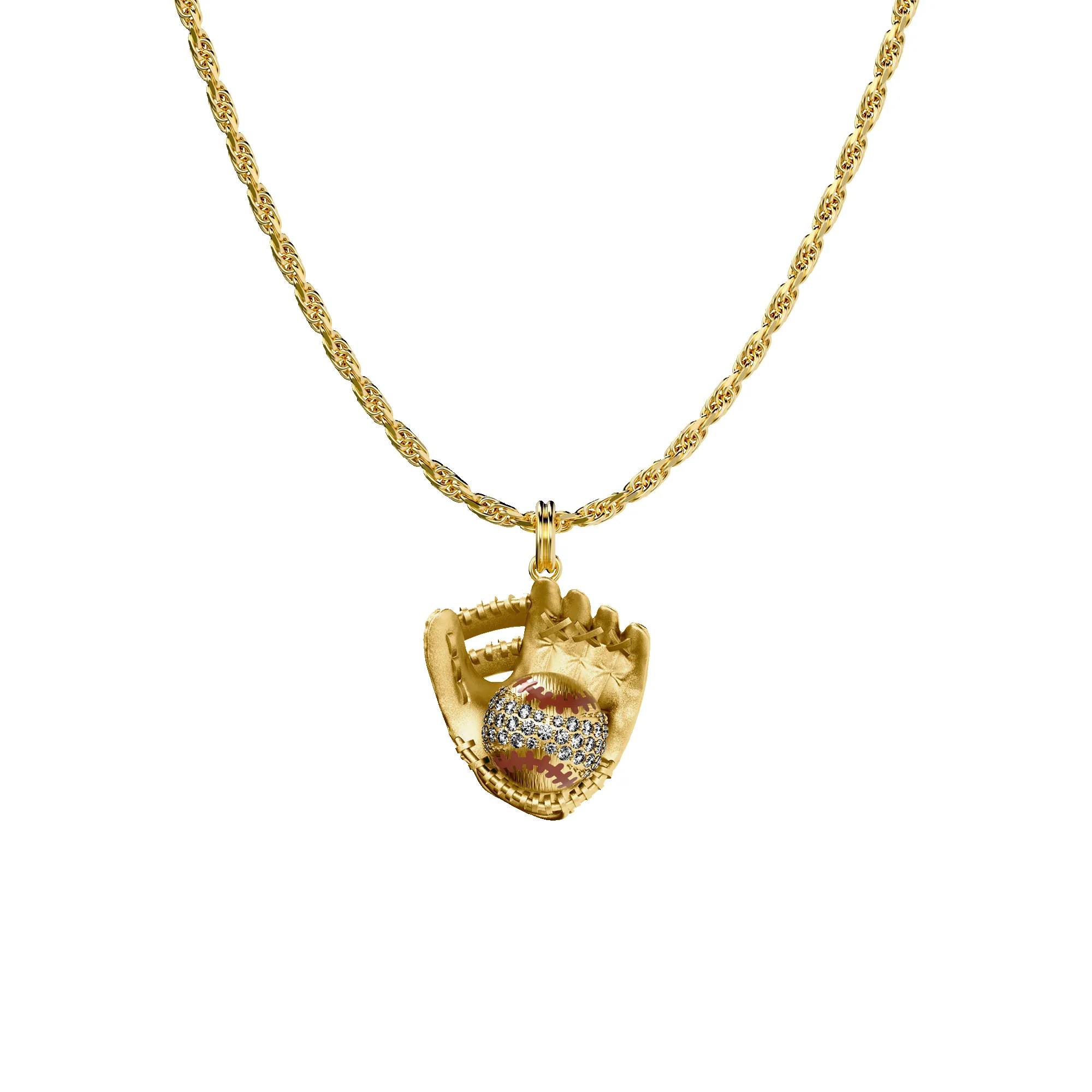 'The Baseball' Ball & Glove Pendant, White Diamond sold by Pascal Design Official product image thumbnail 4