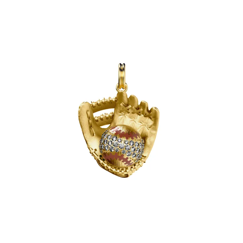 'The Baseball' Ball & Glove Pendant, White Diamond sold by Pascal Design Official