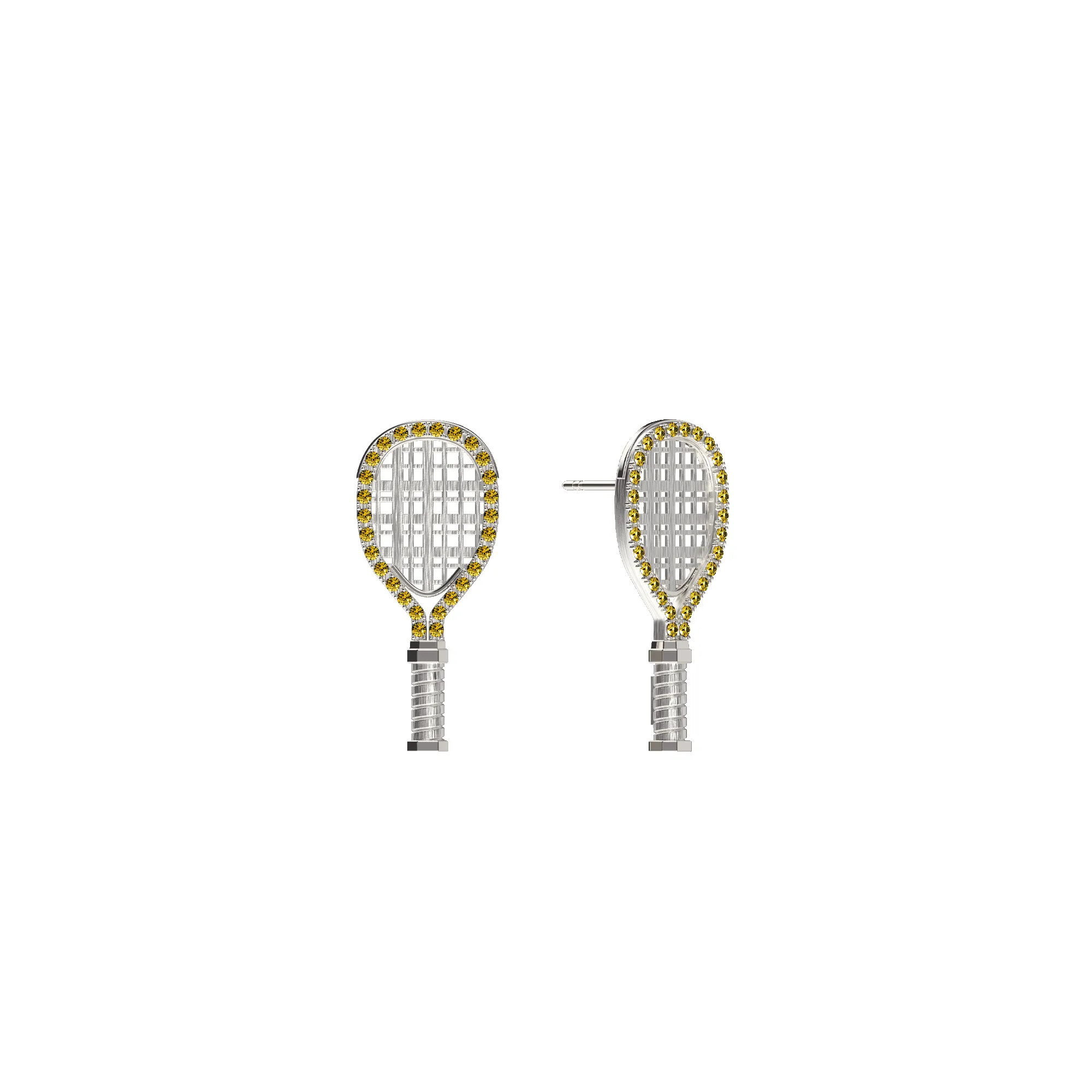 'The Tennis' Racket Grand Stud Earring, Yellow Diamond Halo sold by Pascal Design Official product image thumbnail 5