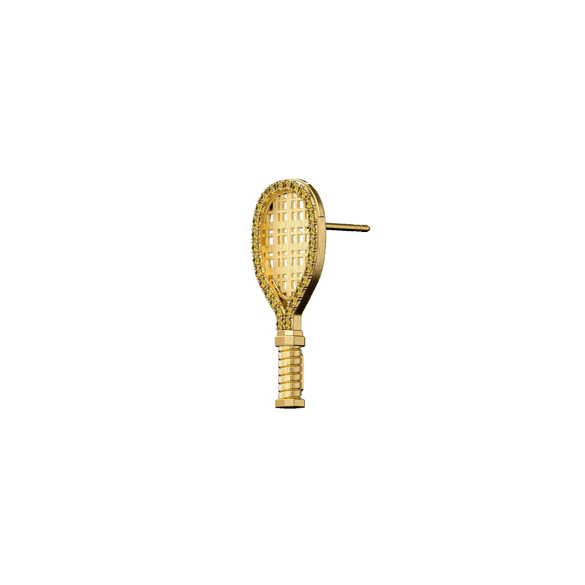 'The Tennis' Racket Grand Stud Earring, Yellow Diamond Halo sold by Pascal Design Official product image thumbnail 2