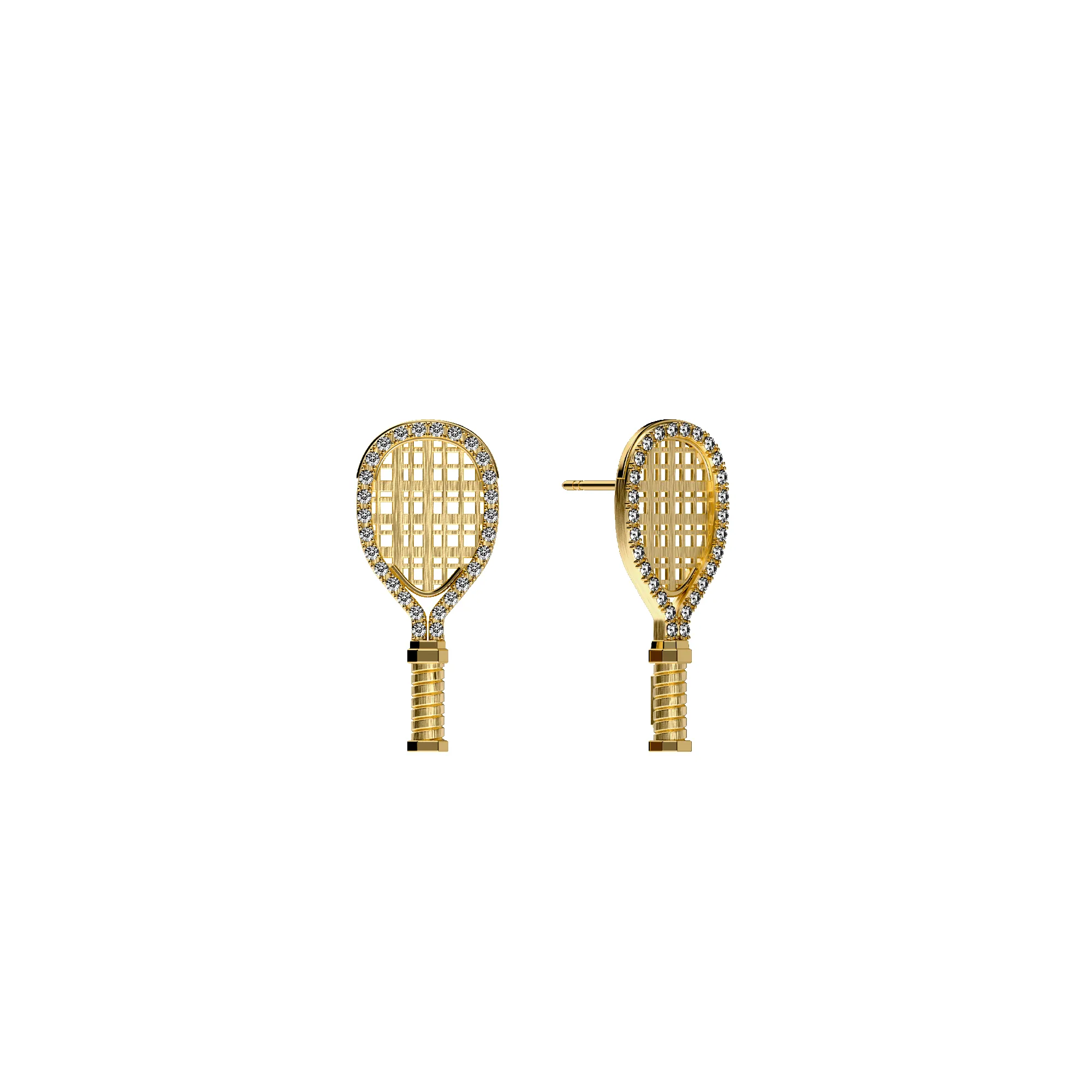 'The Tennis' Racket Grand Stud Earring, White Diamond Halo sold by Pascal Design Official