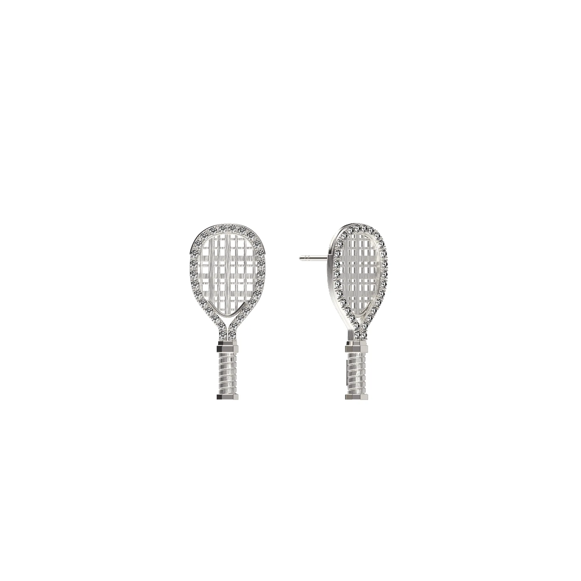 'The Tennis' Racket Grand Stud Earring, White Diamond Halo sold by Pascal Design Official product image thumbnail 5