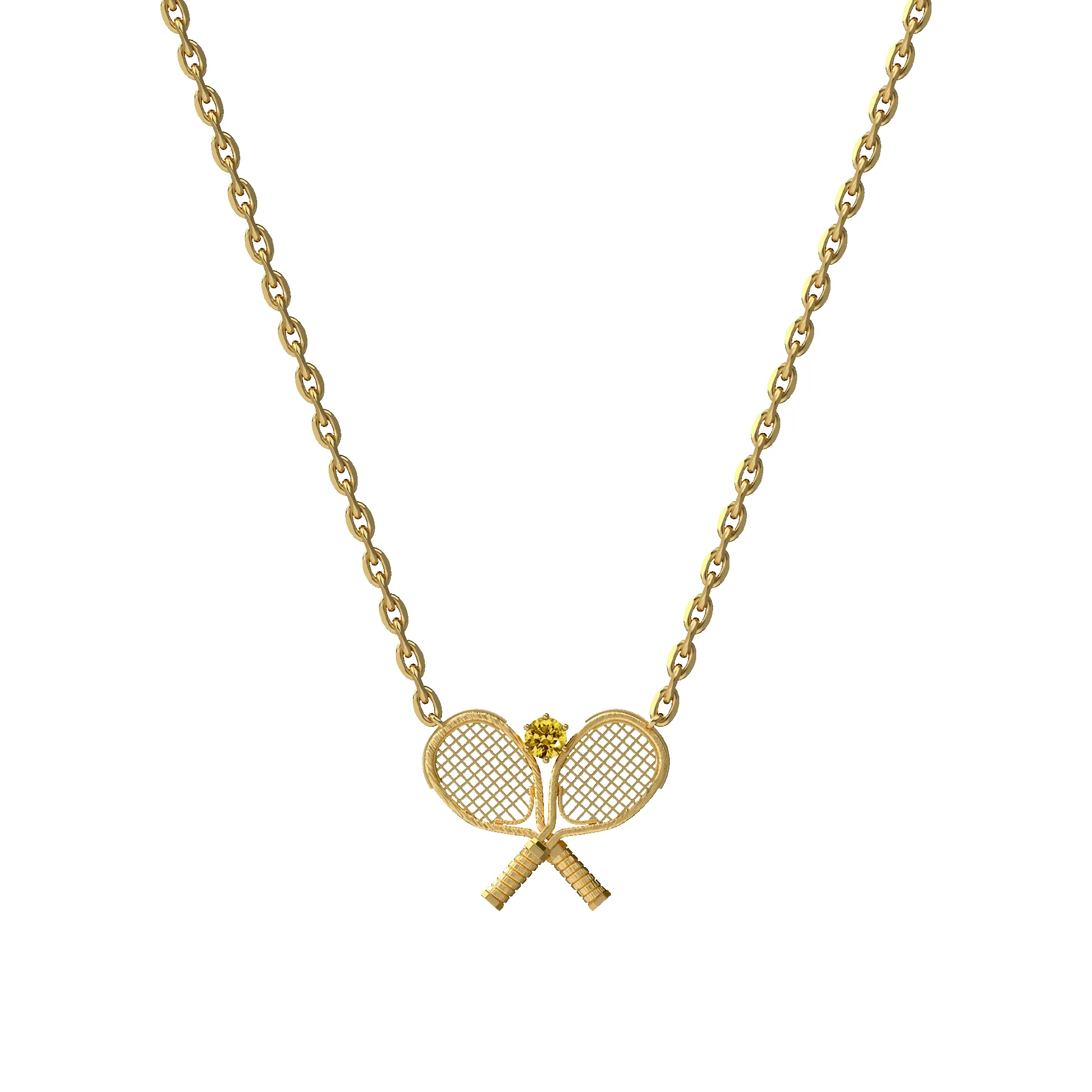 'The Tennis' Two Rackets Necklace, Yellow Diamond sold by Pascal Design Official
