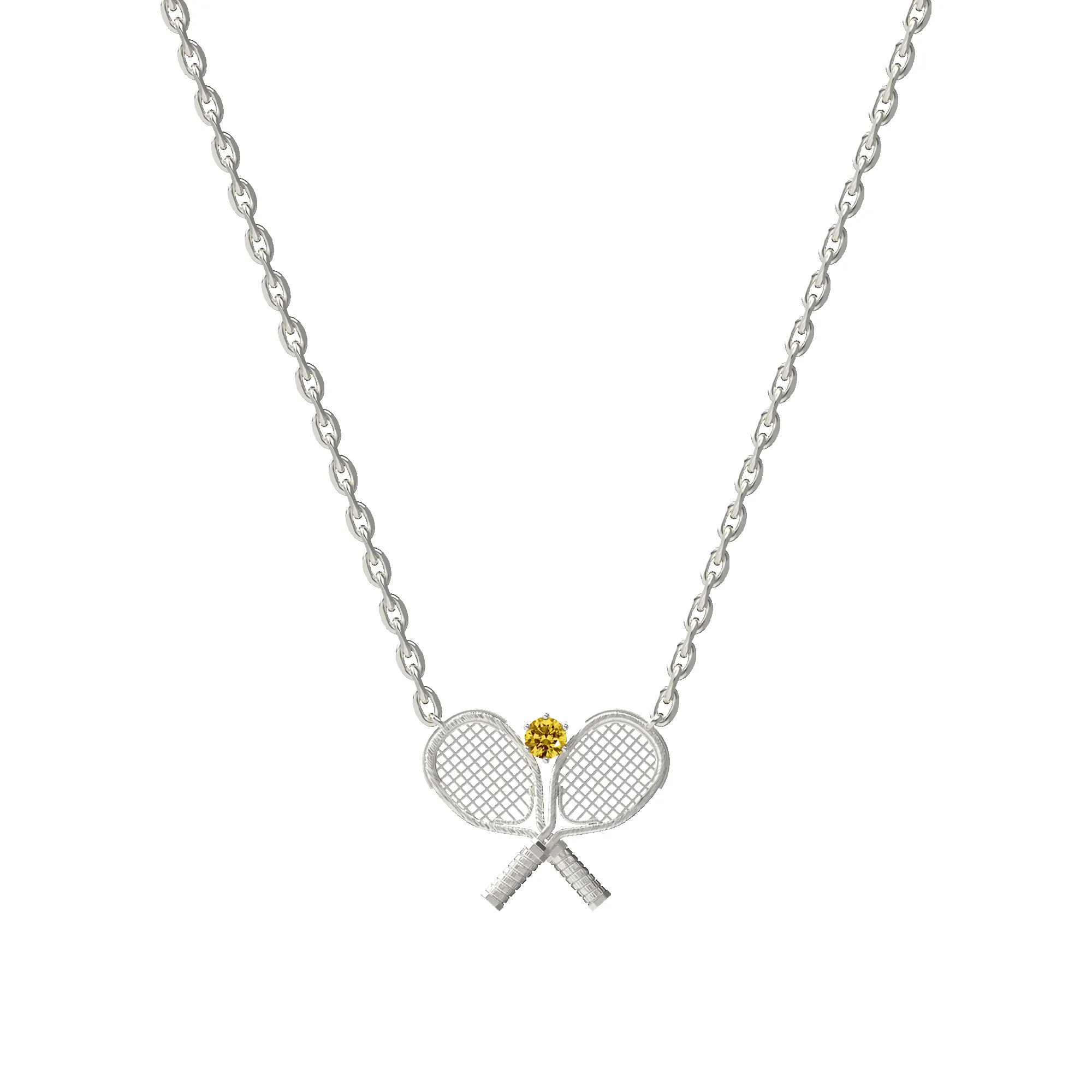 'The Tennis' Two Rackets Necklace, Yellow Diamond sold by Pascal Design Official product image thumbnail 5
