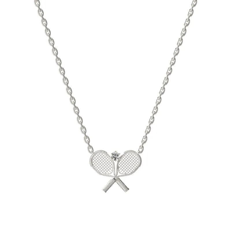 'The Tennis' Two Rackets Necklace, White Diamond sold by Pascal Design Official