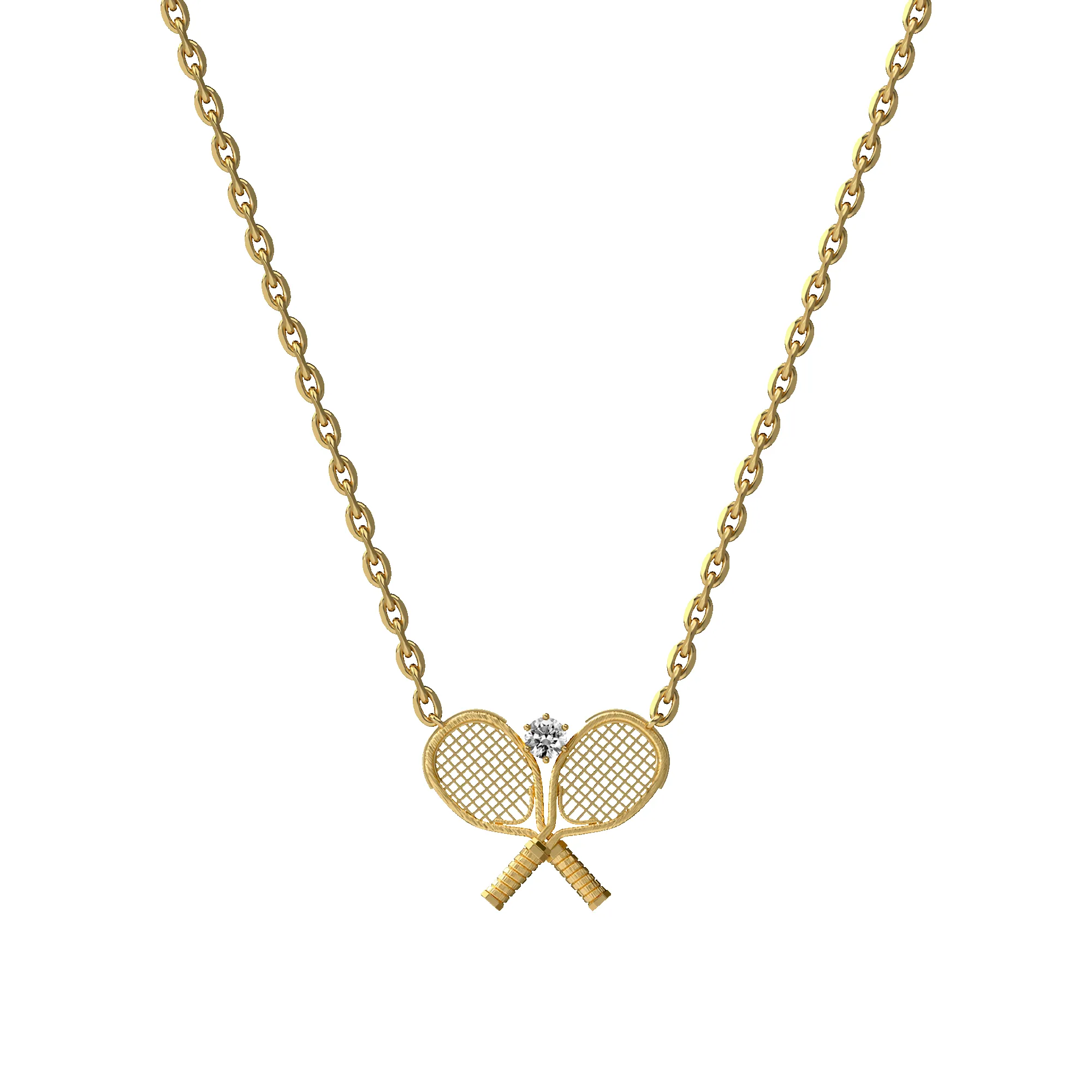 'The Tennis' Two Rackets Necklace, White Diamond sold by Pascal Design Official product image thumbnail 5