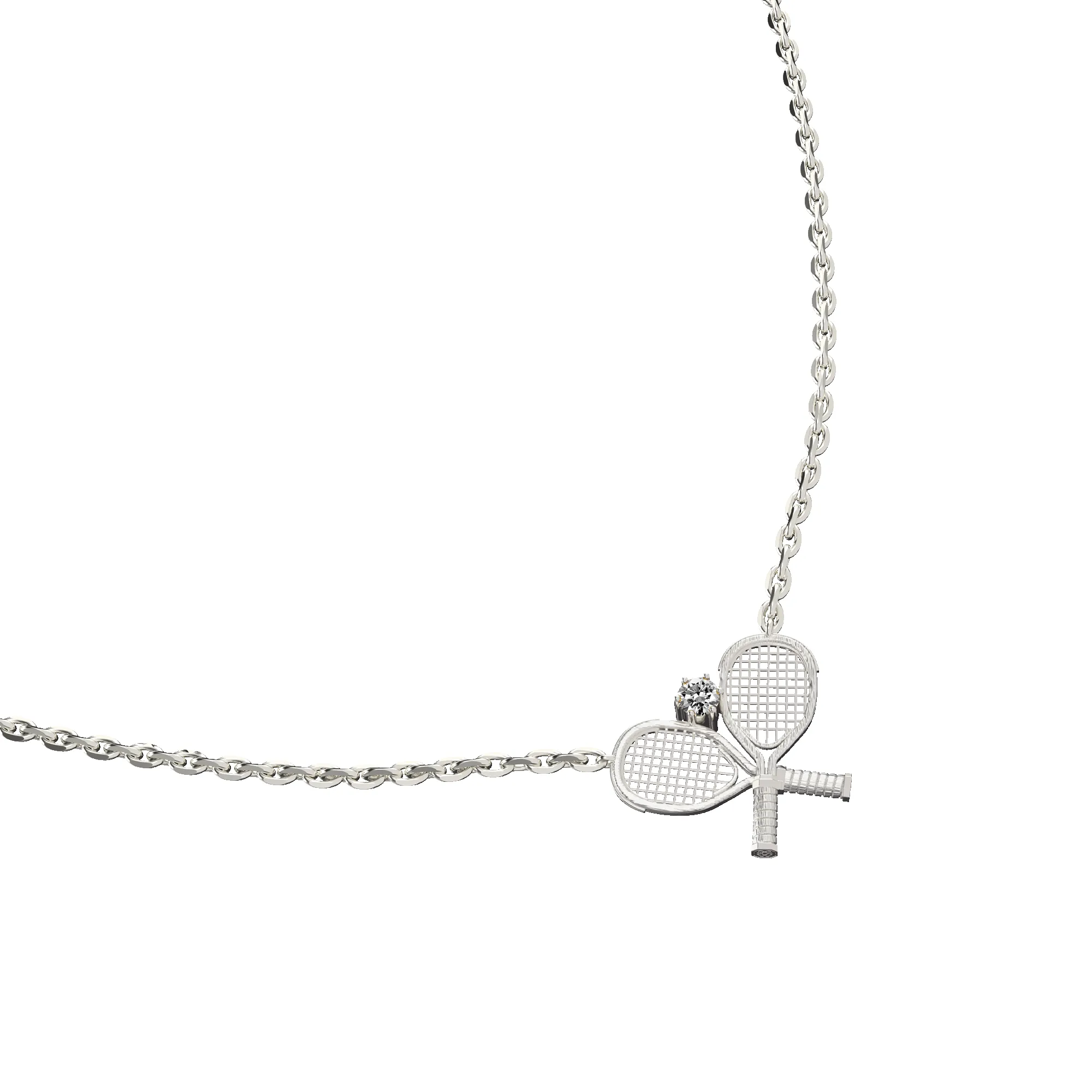 'The Tennis' Two Rackets Necklace, White Diamond sold by Pascal Design Official product image thumbnail 2