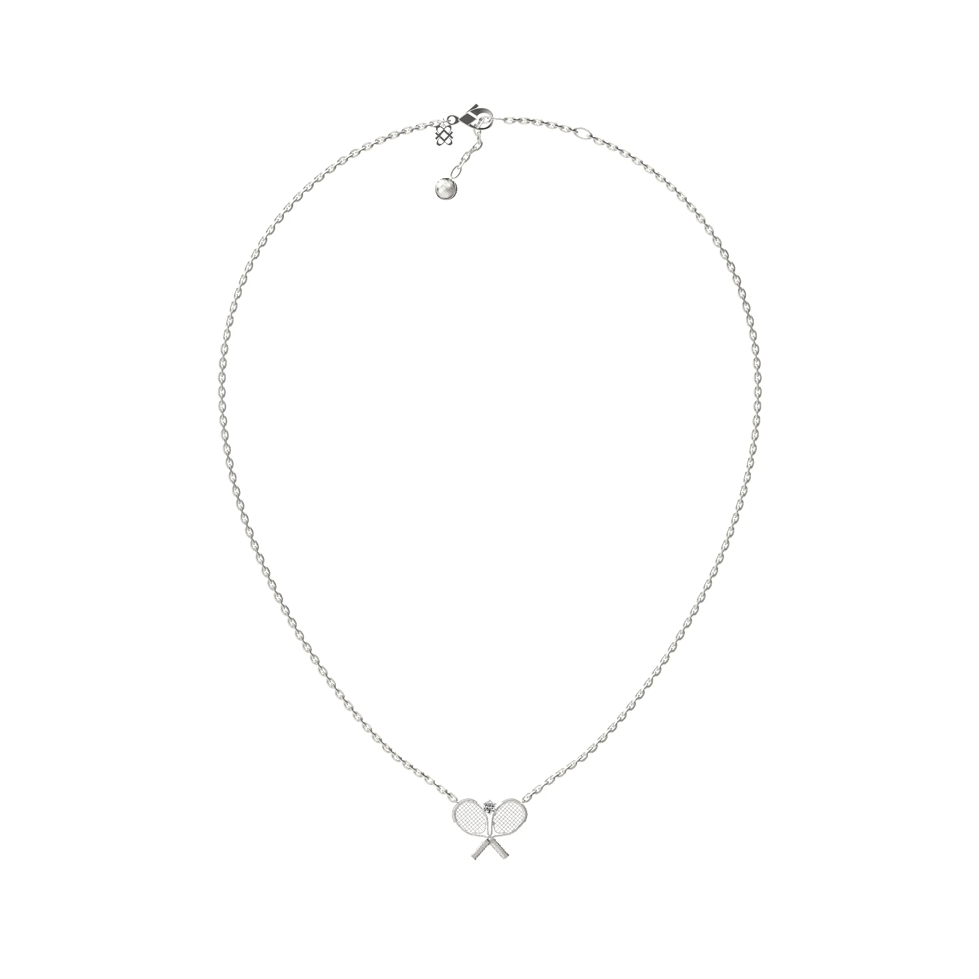 'The Tennis' Two Rackets Necklace, White Diamond sold by Pascal Design Official product image thumbnail 3