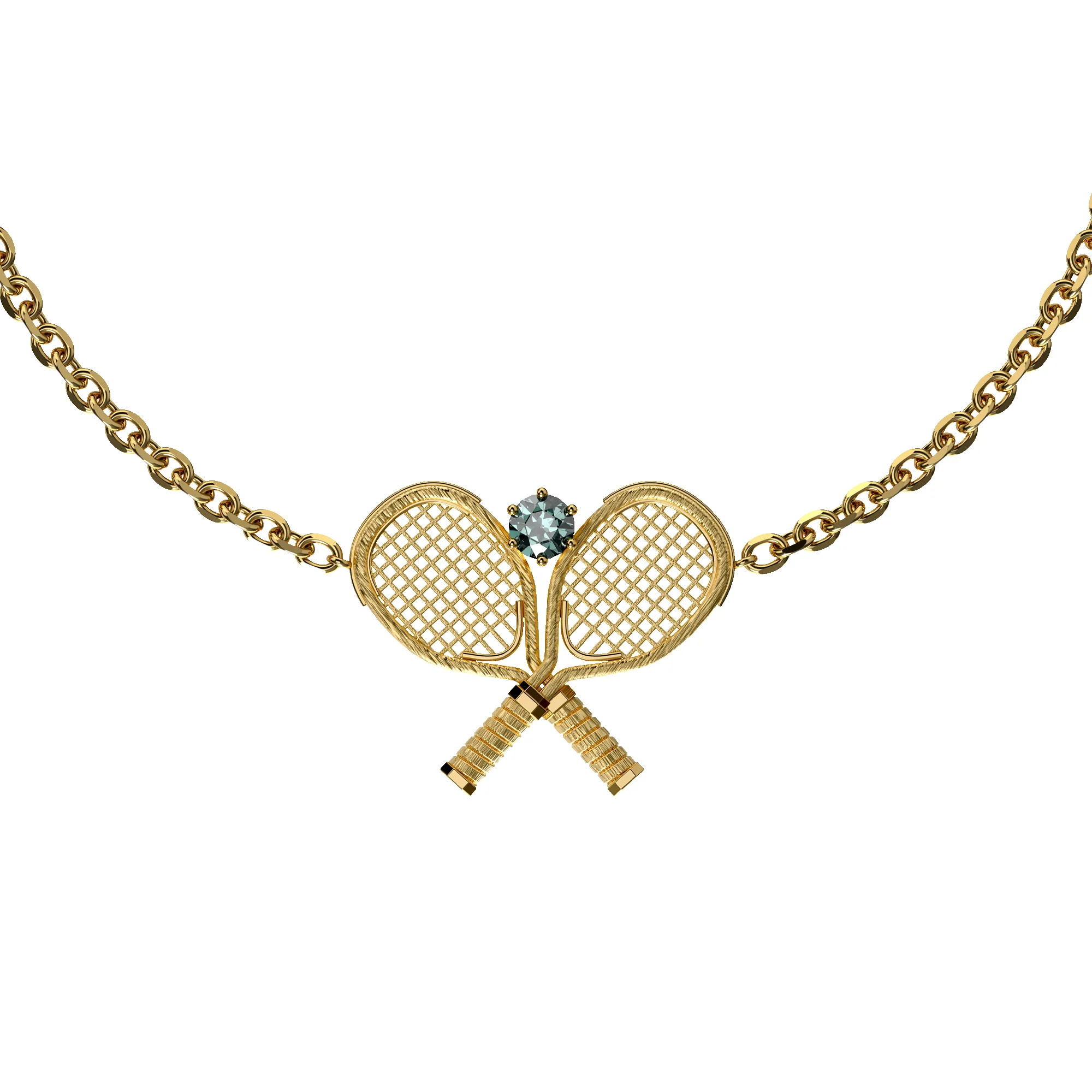 'The Tennis' Two Rackets Bracelet, Green Diamond sold by Pascal Design Official product image thumbnail 2