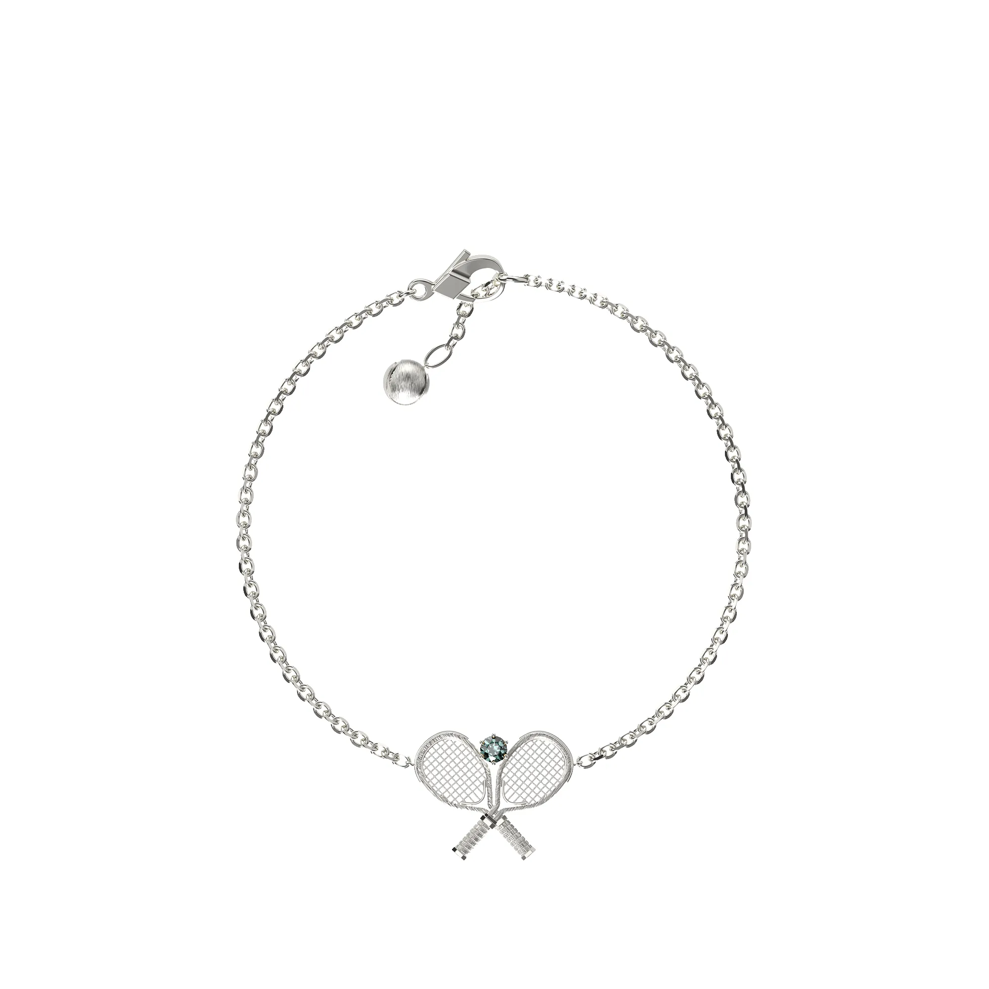 'The Tennis' Two Rackets Bracelet, Green Diamond sold by Pascal Design Official product image thumbnail 5