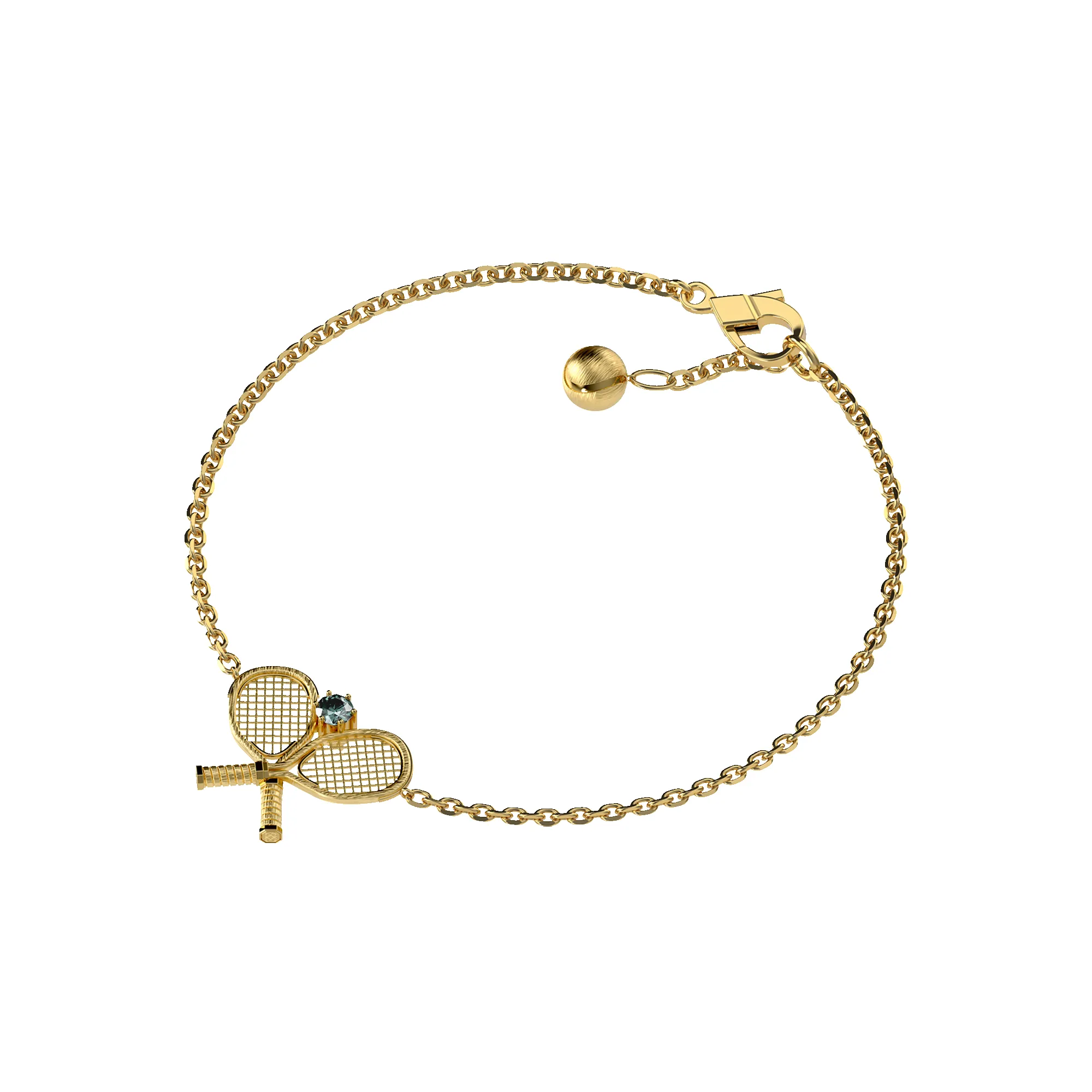 'The Tennis' Two Rackets Bracelet, Green Diamond sold by Pascal Design Official product image thumbnail 3