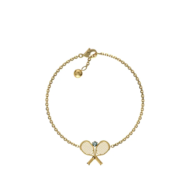 'The Tennis' Two Rackets Bracelet, Green Diamond sold by Pascal Design Official