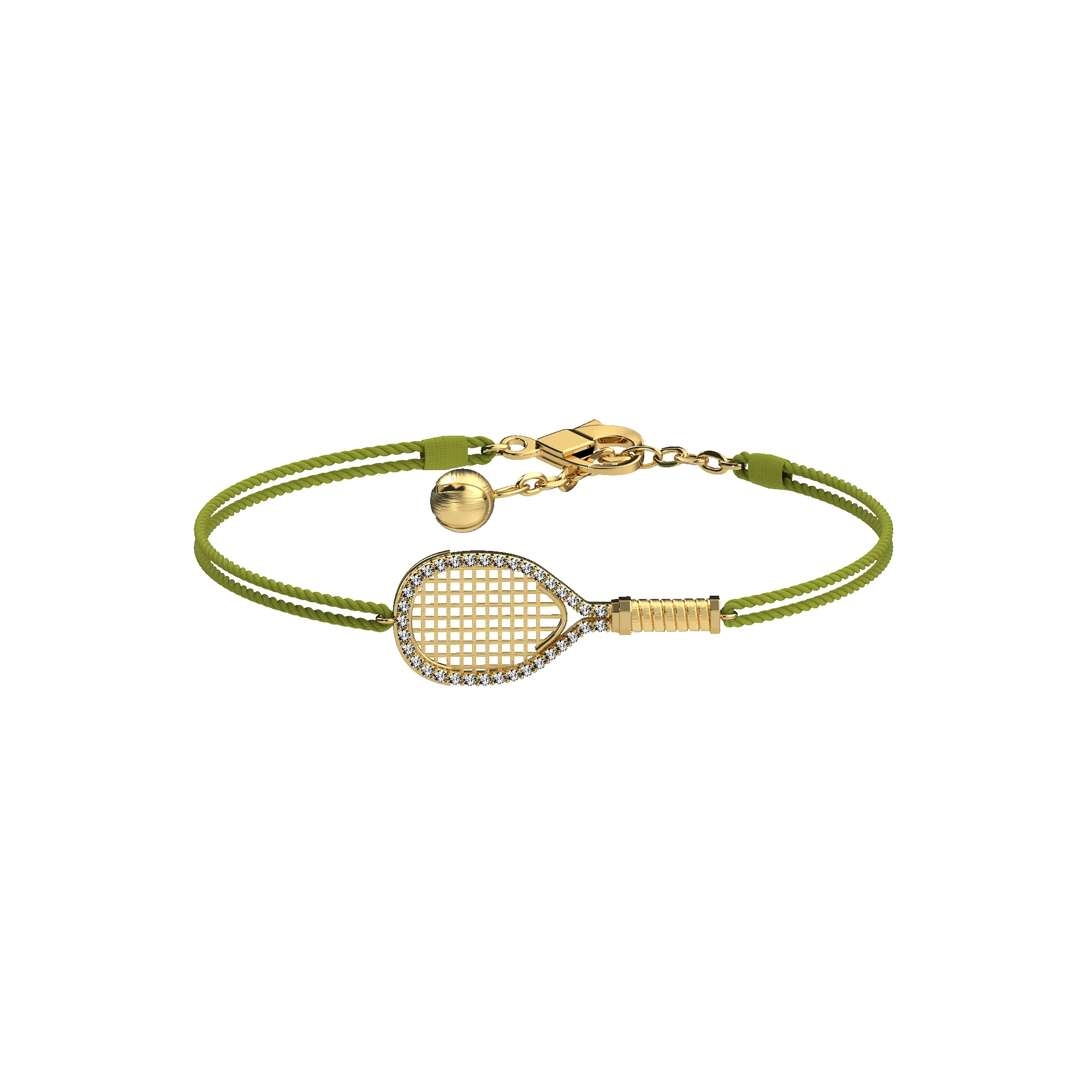 'The Tennis' Racket Cord Bracelet, White Diamond Halo sold by Pascal Design Official product image thumbnail 3