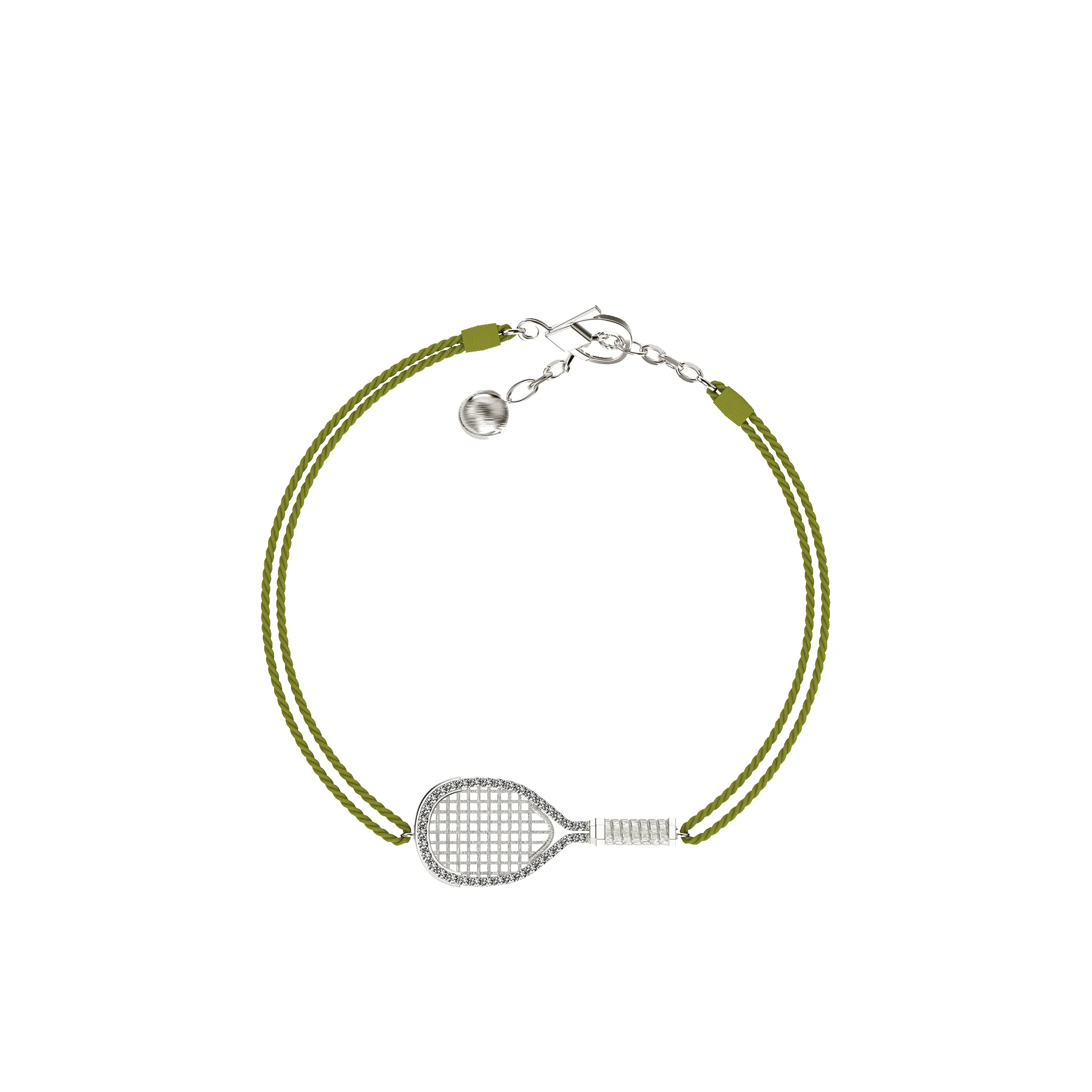 'The Tennis' Racket Cord Bracelet, White Diamond Halo sold by Pascal Design Official product image thumbnail 5