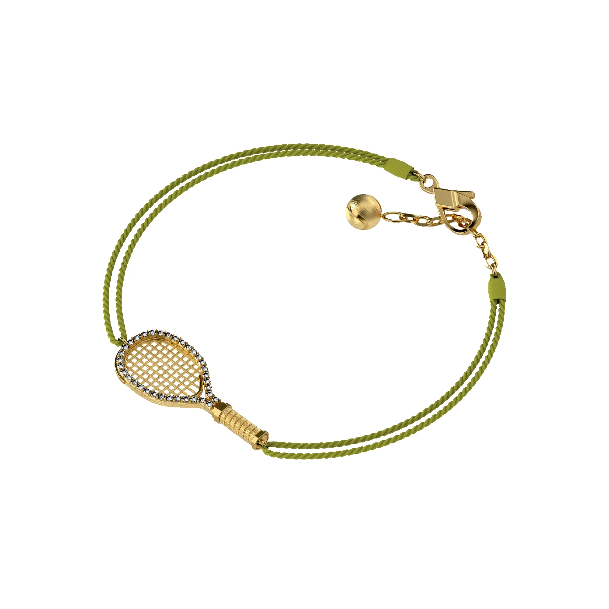 'The Tennis' Racket Cord Bracelet, White Diamond Halo sold by Pascal Design Official product image thumbnail 2