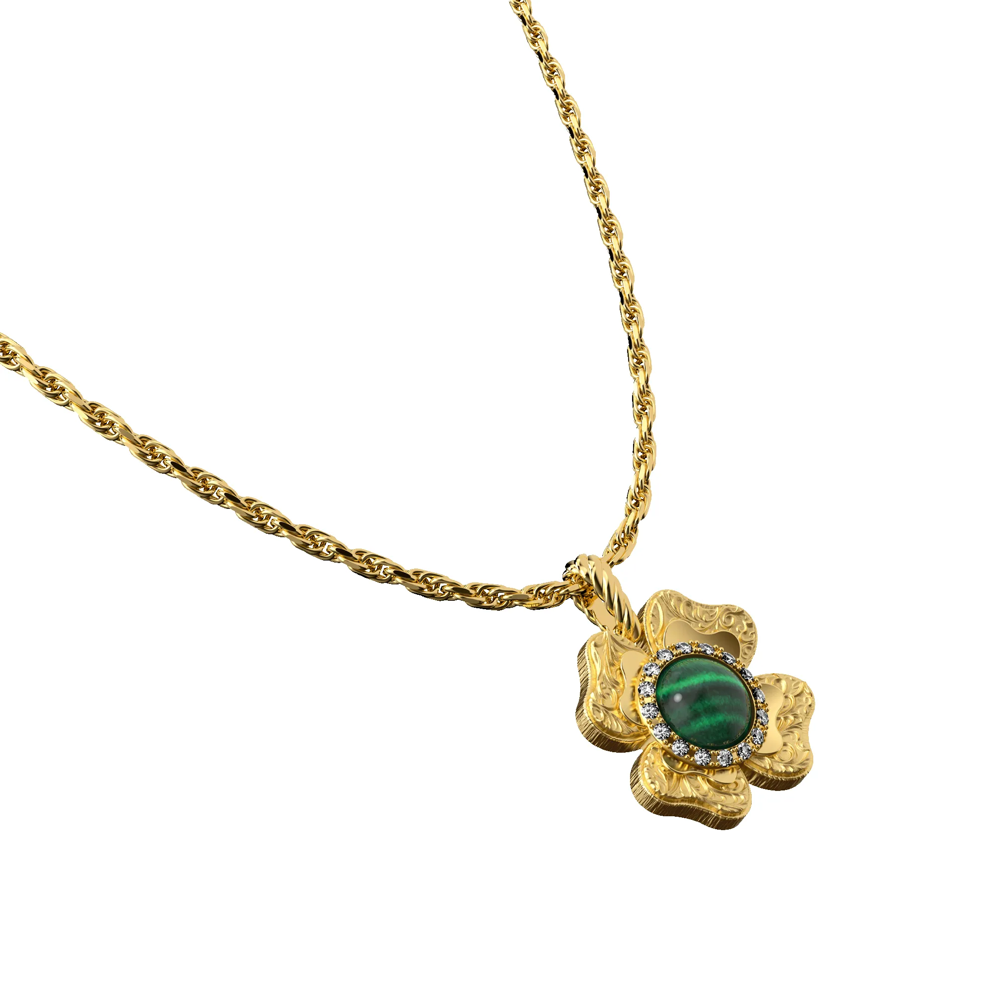 'The Spiritual' Clover Pendant, White Diamond Halo sold by Pascal Design Official product image thumbnail 4