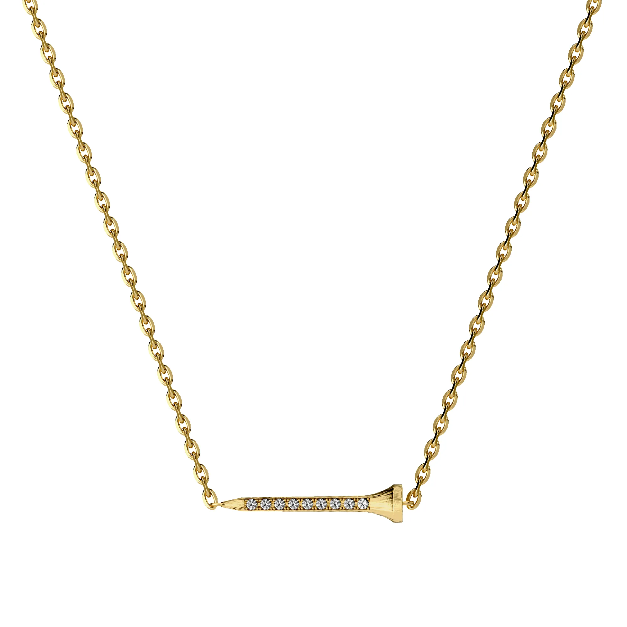 'The Golf' Tee Necklace, White Diamond sold by Pascal Design Official