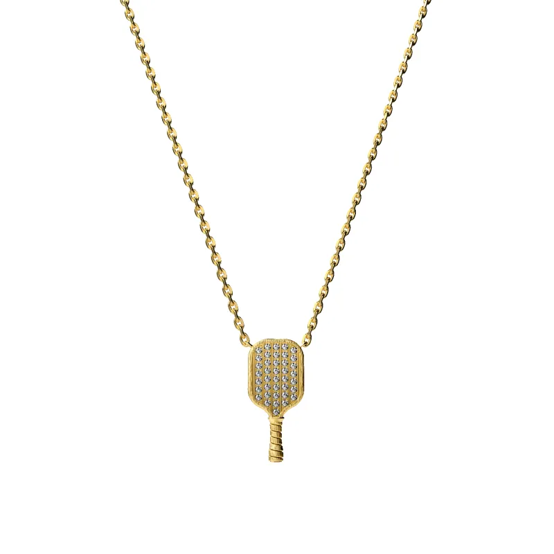 'The Pickleball' Paddle Necklace, White Diamond Pavé sold by Pascal Design Official