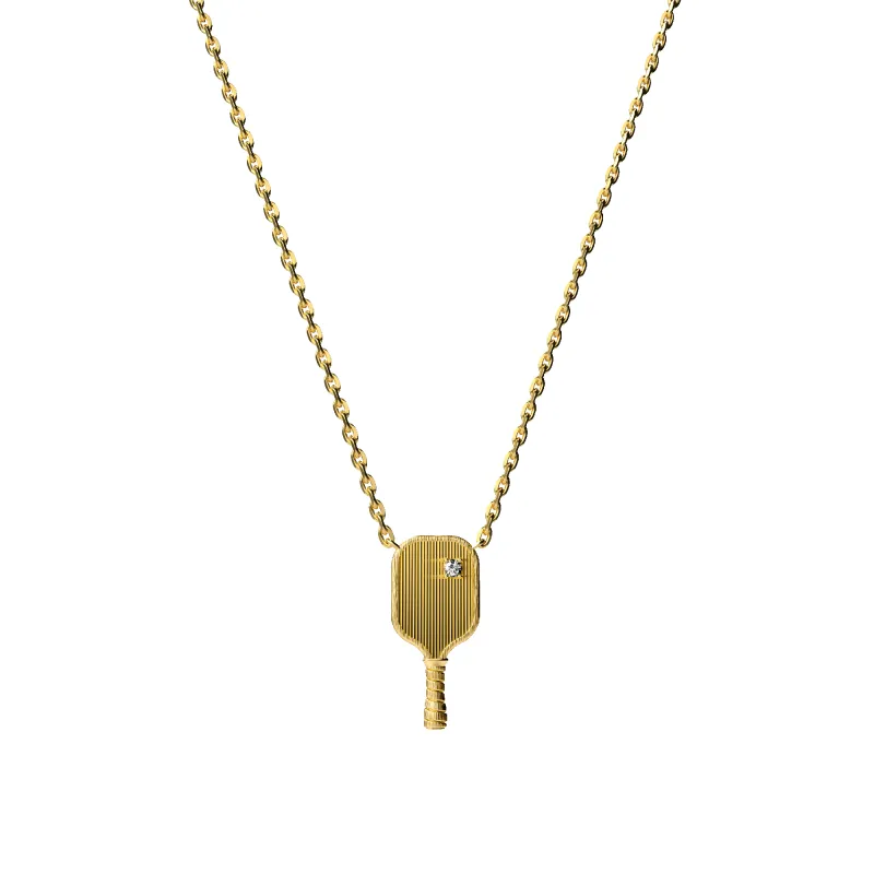 'The Pickleball' Paddle Necklace, White Diamond sold by Pascal Design Official