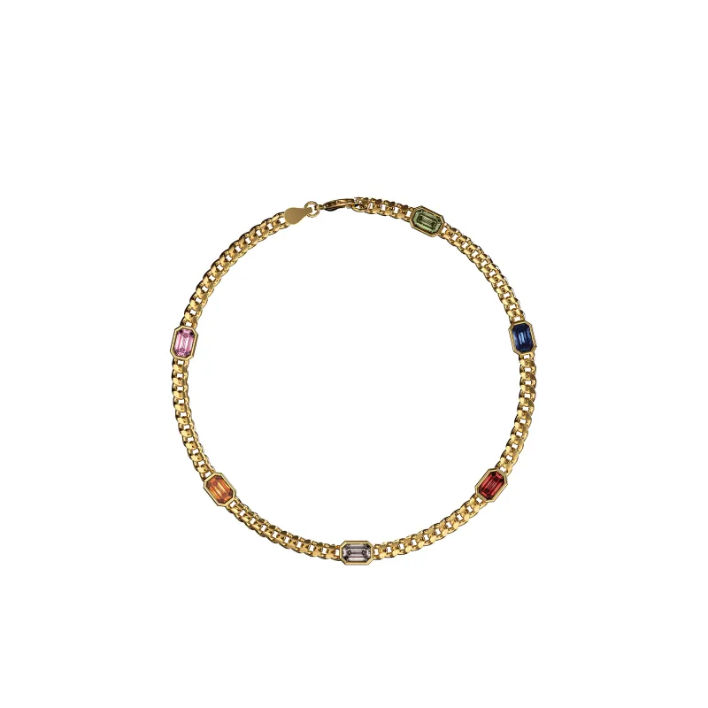 Emerald-Cut Gemstone Curb Bracelet sold by Pascal Design Official