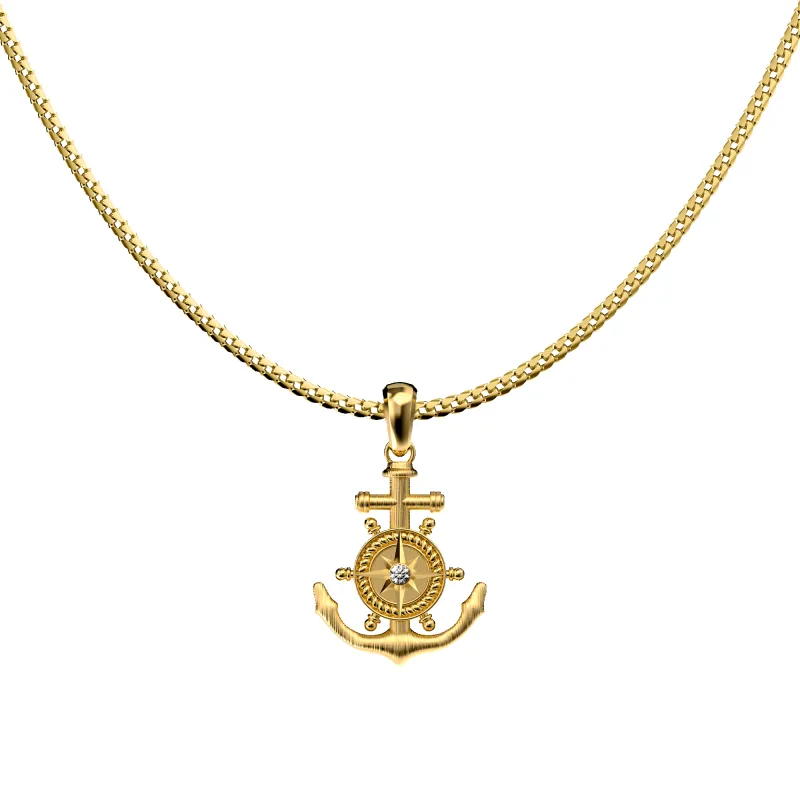 'Mariner' Anchor Necklace, White Diamond made by Pascal Design Official